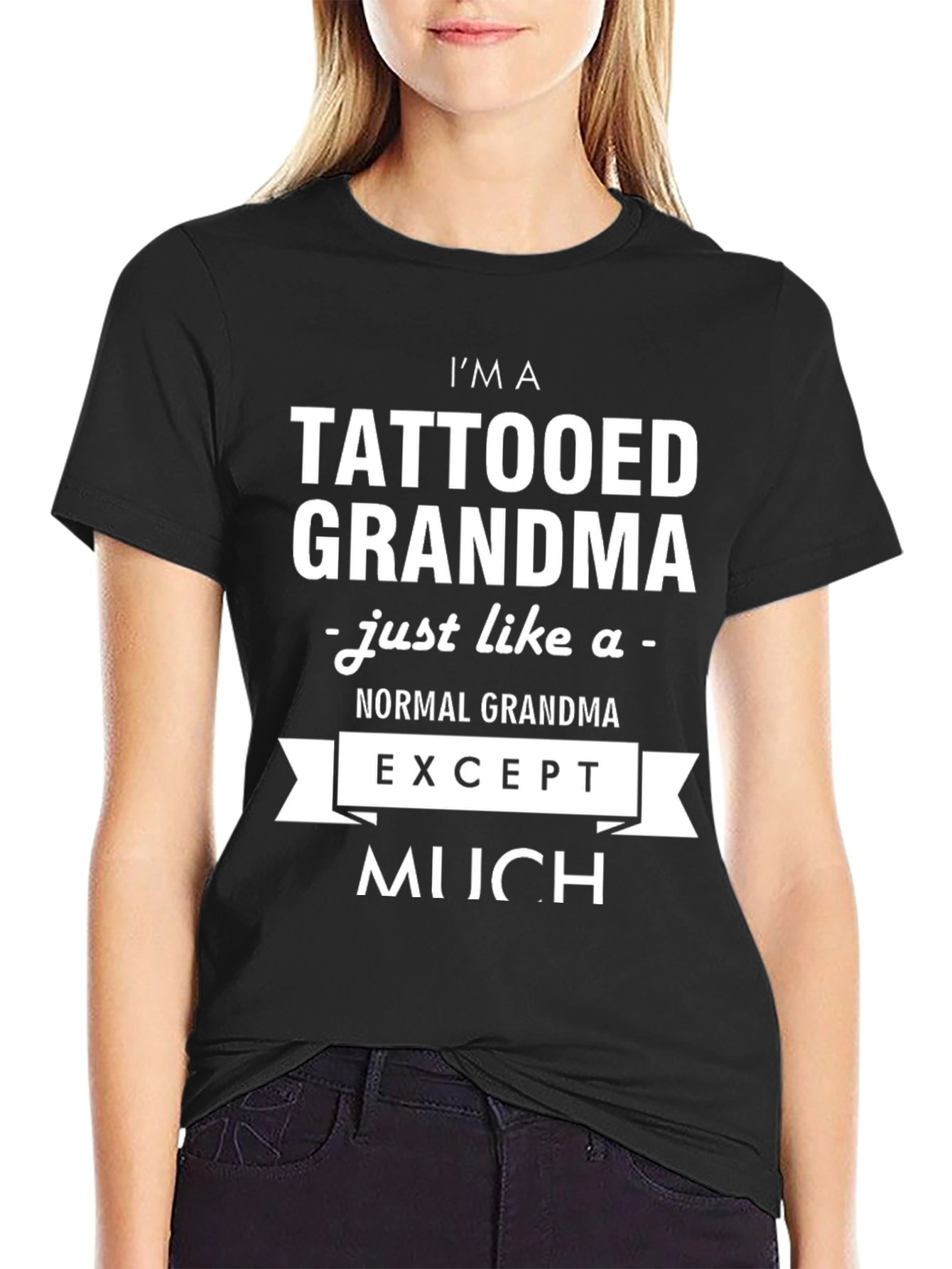 Black Tattooed Grandma Graphic Novelty T-Shirt view 2