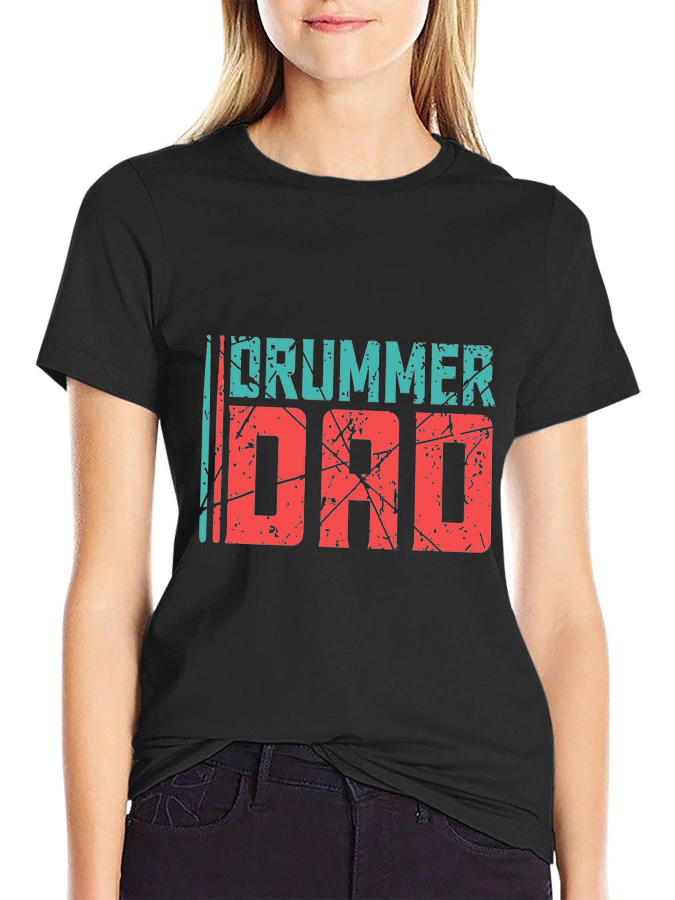 Black Drummer Dad Black Graphic Tee view 2