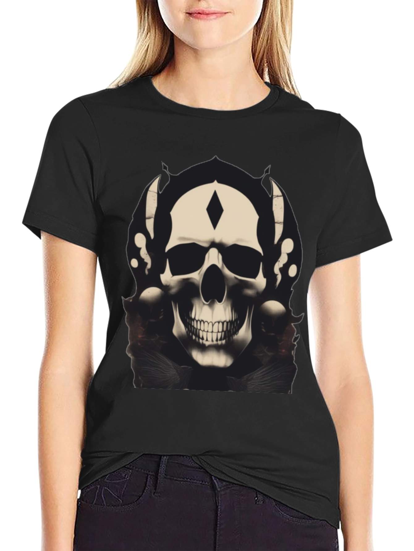 Black Skull Graphic Black T-Shirt view 2