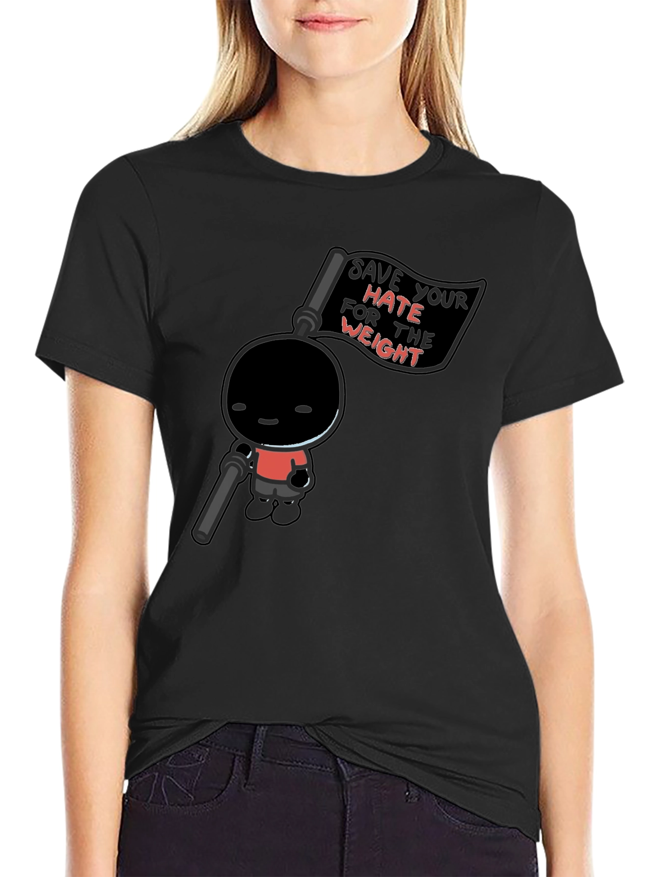 Black Save Your Hate For The Weight Black Graphic Tee view 2