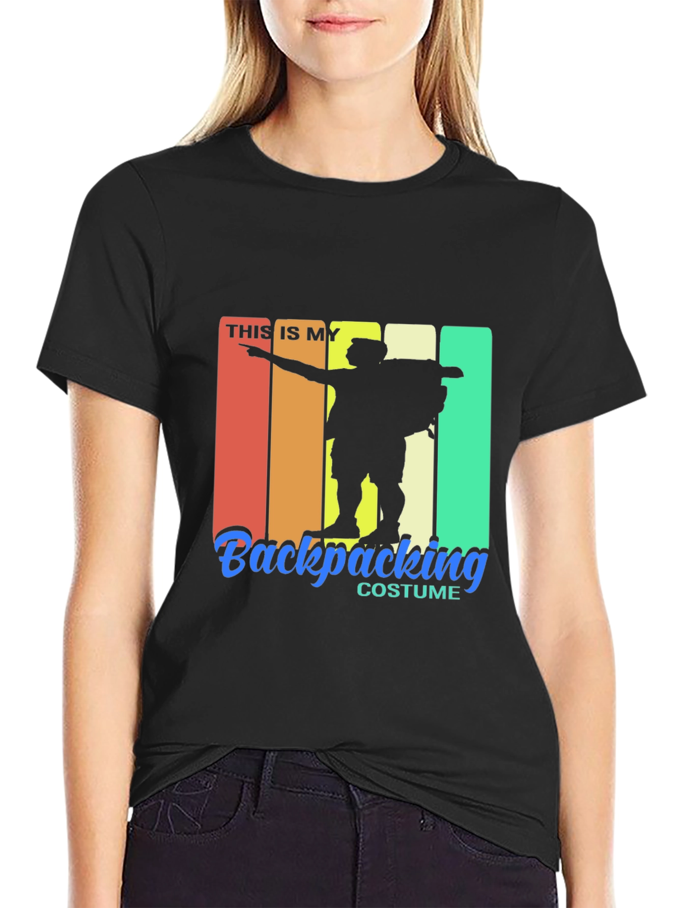 Black Backpacking Costume T-Shirt view 2