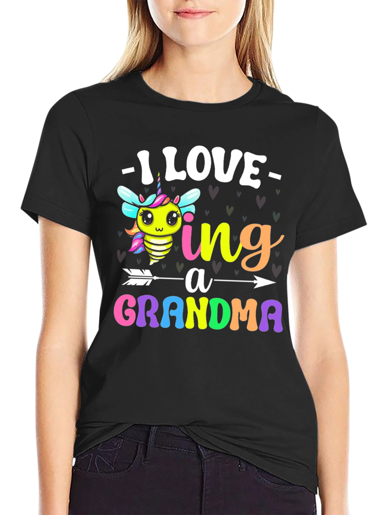 Black I Love Being a Grandma T-Shirt view 2