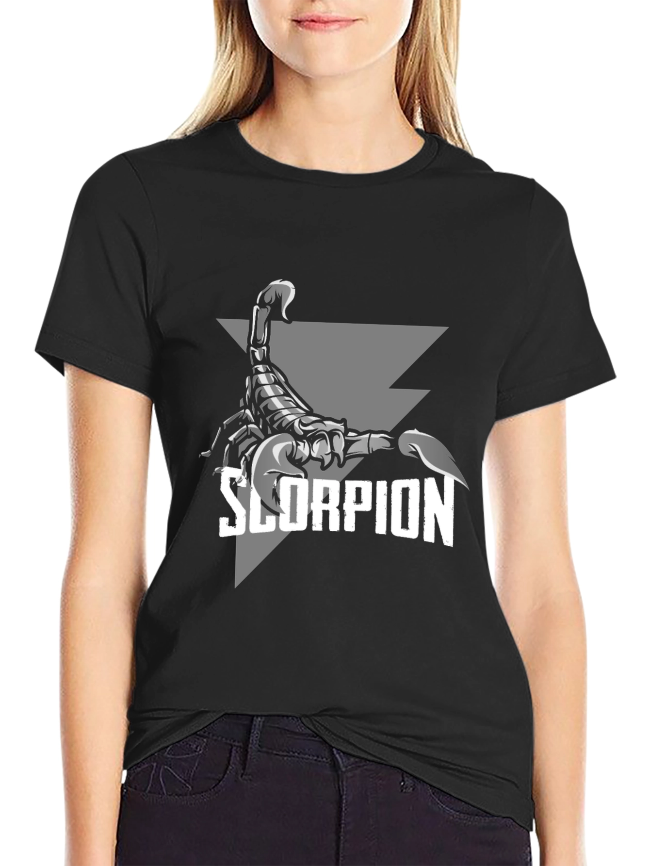 Black Scorpion Graphic Print Crew Neck T-Shirt view 2