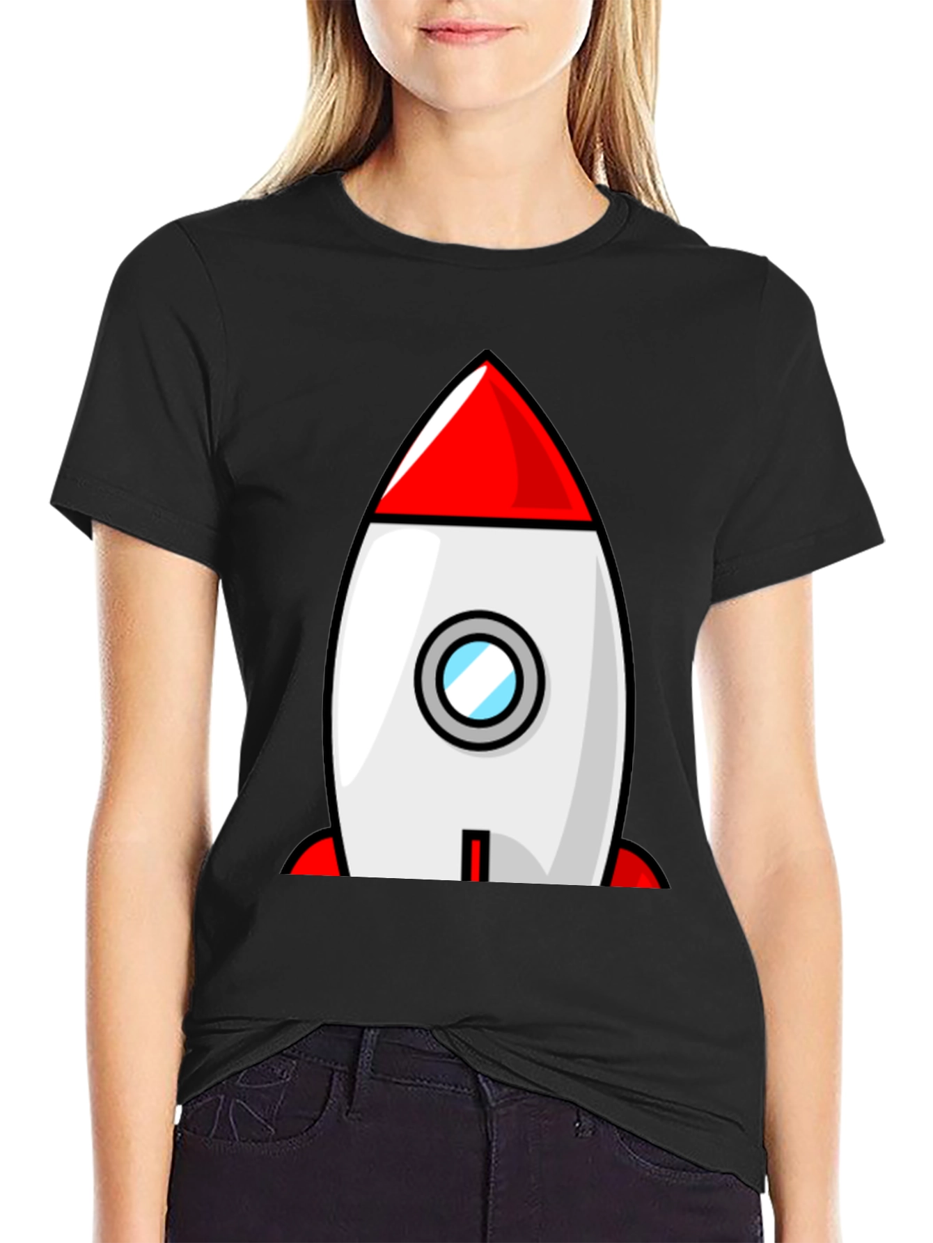Black Rocket Ship Graphic Tee - Blast Off in Style! view 2