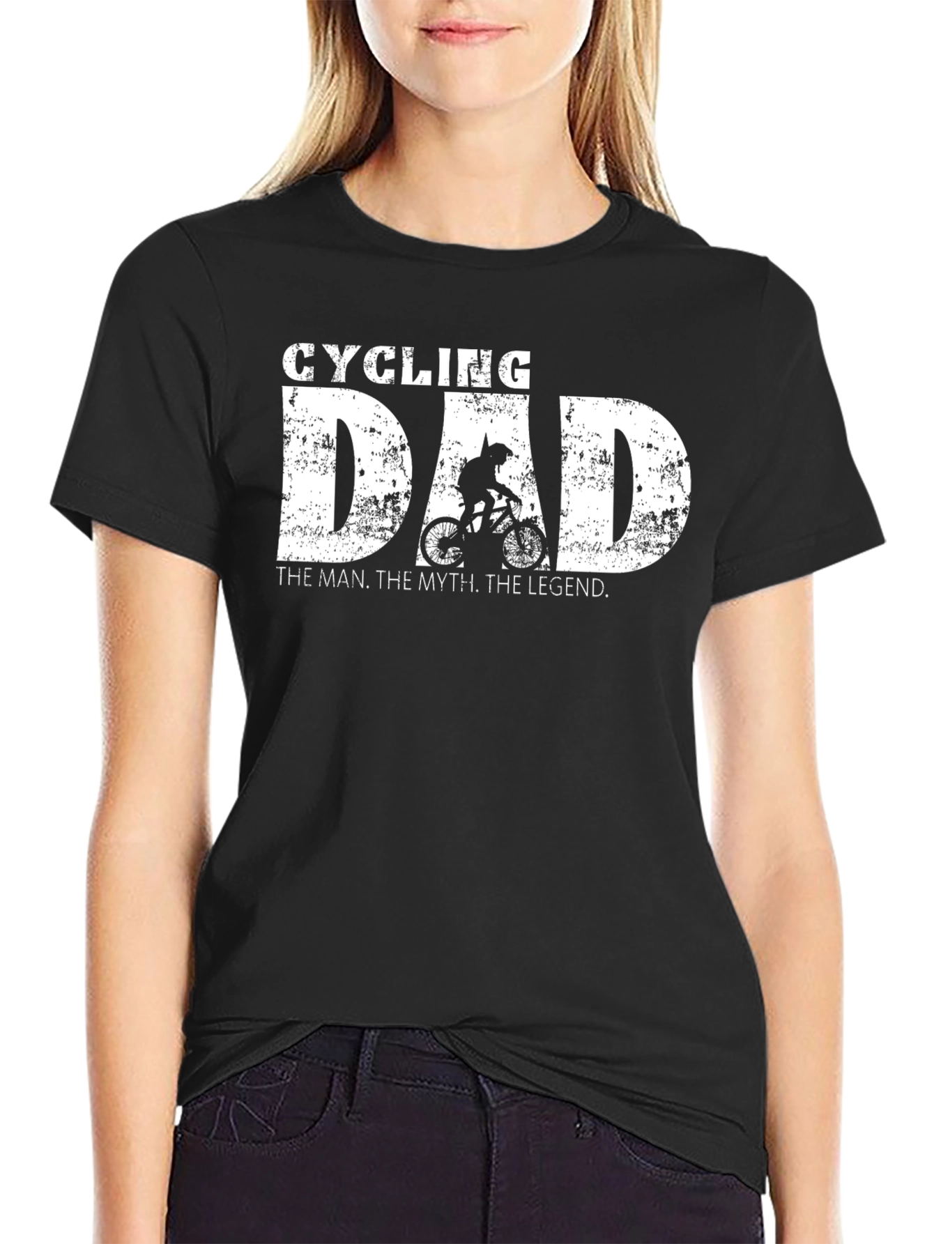 Black Cycling Dad T-Shirt: The Man, The Myth, The Legend view 2