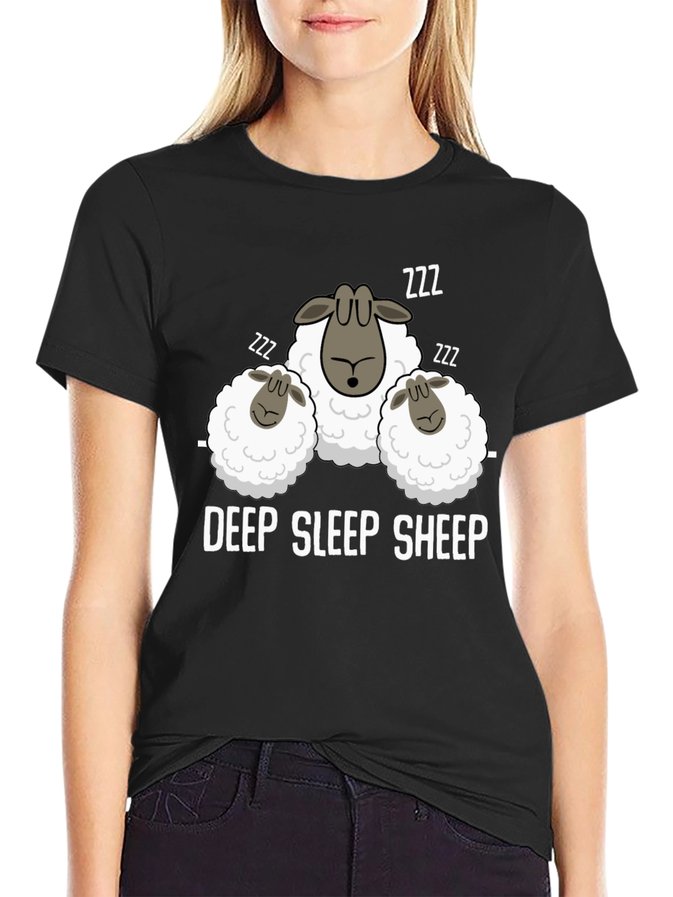 Black Deep Sleep Sheep T-Shirt -  Comfy & Fun view 2