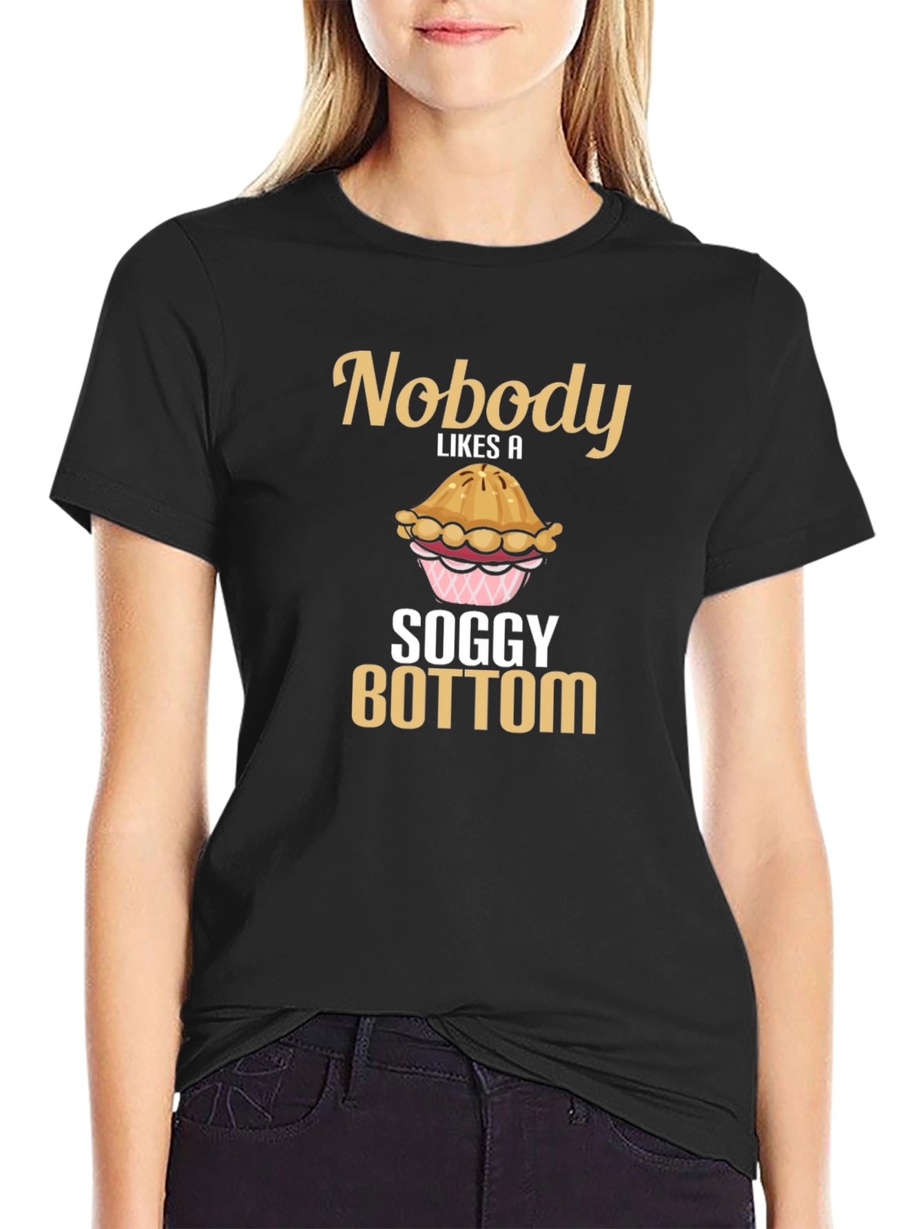 Black Nobody Likes a Soggy Bottom T-Shirt Funny Baking Tee view 2
