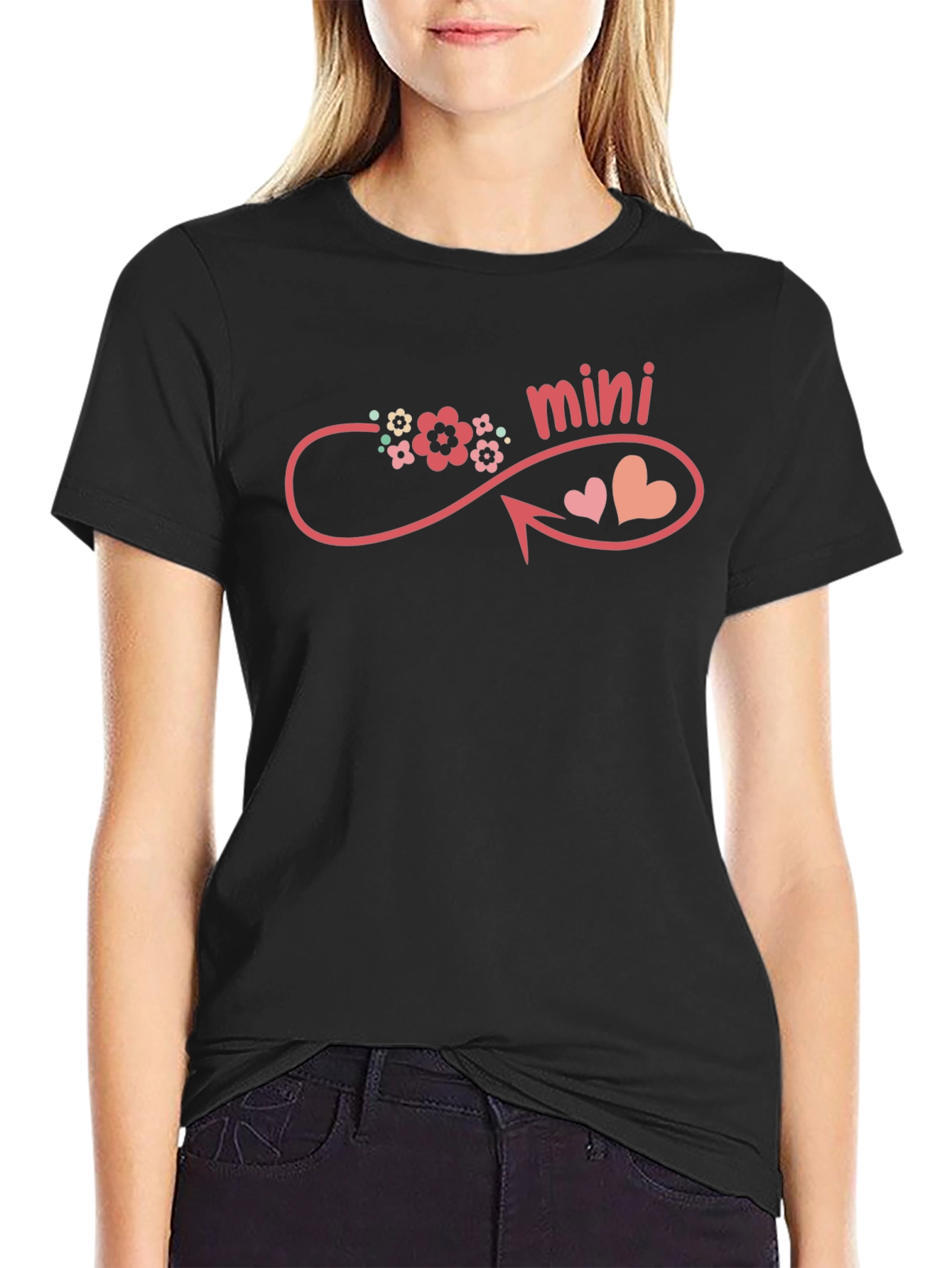 Black Mini Hearts Infinity T-Shirt - Cute Love Tee view 2
