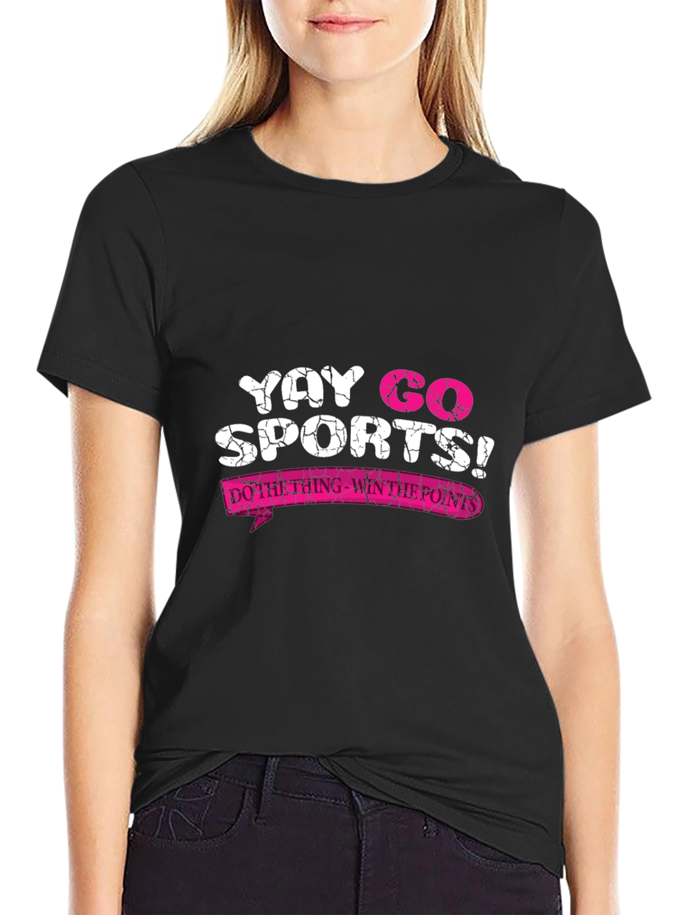 Black Funny Sports T-Shirt - Yay Go Sports! view 2