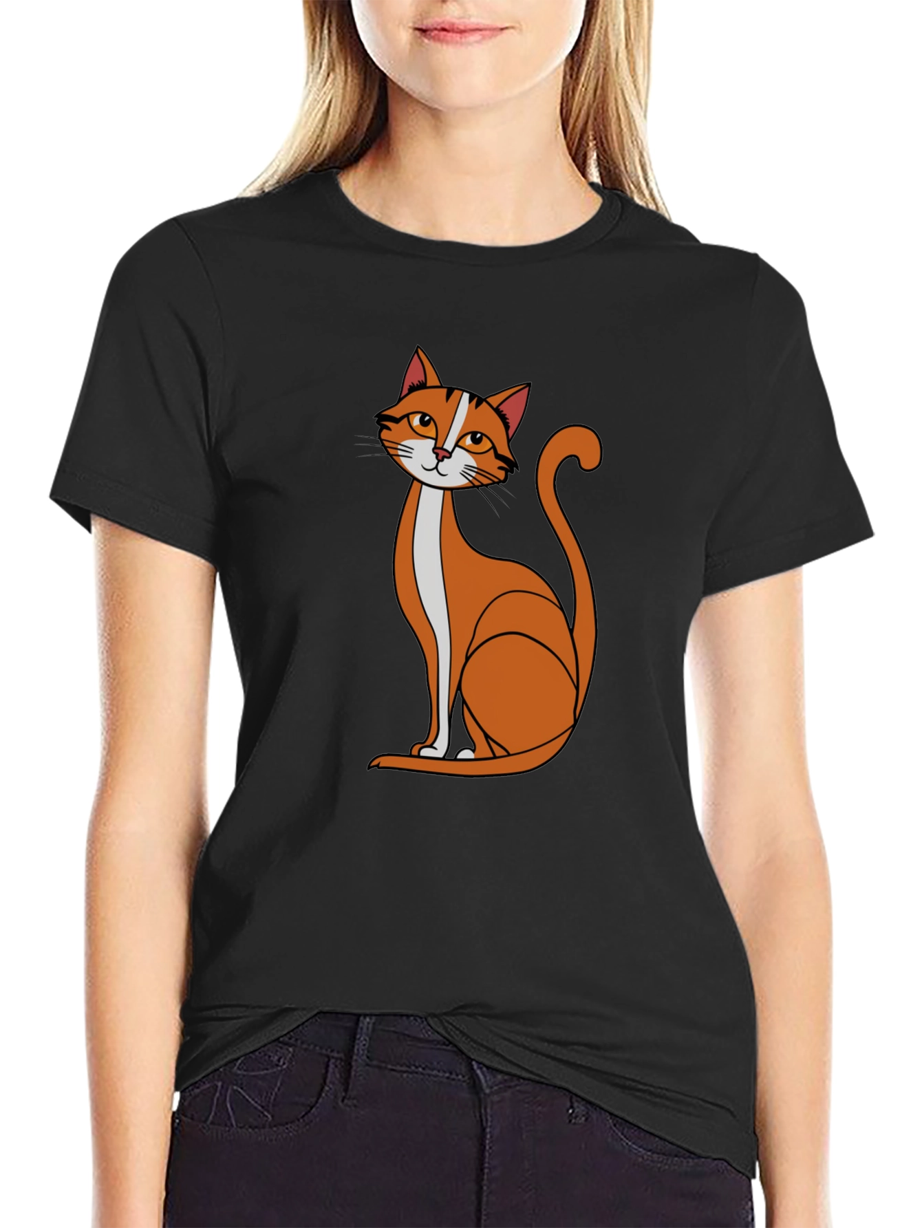 Black Cool Cat Graphic T-Shirt - Black view 2