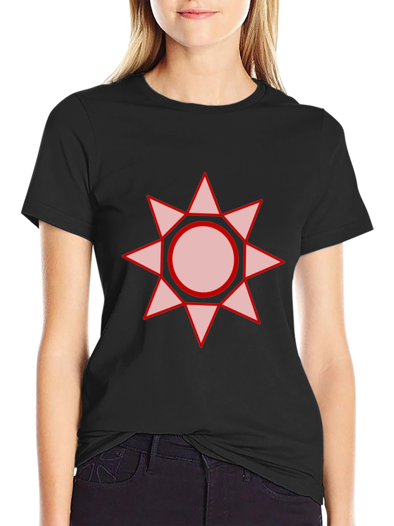 Black Geometric Star Graphic Tee - Black view 2