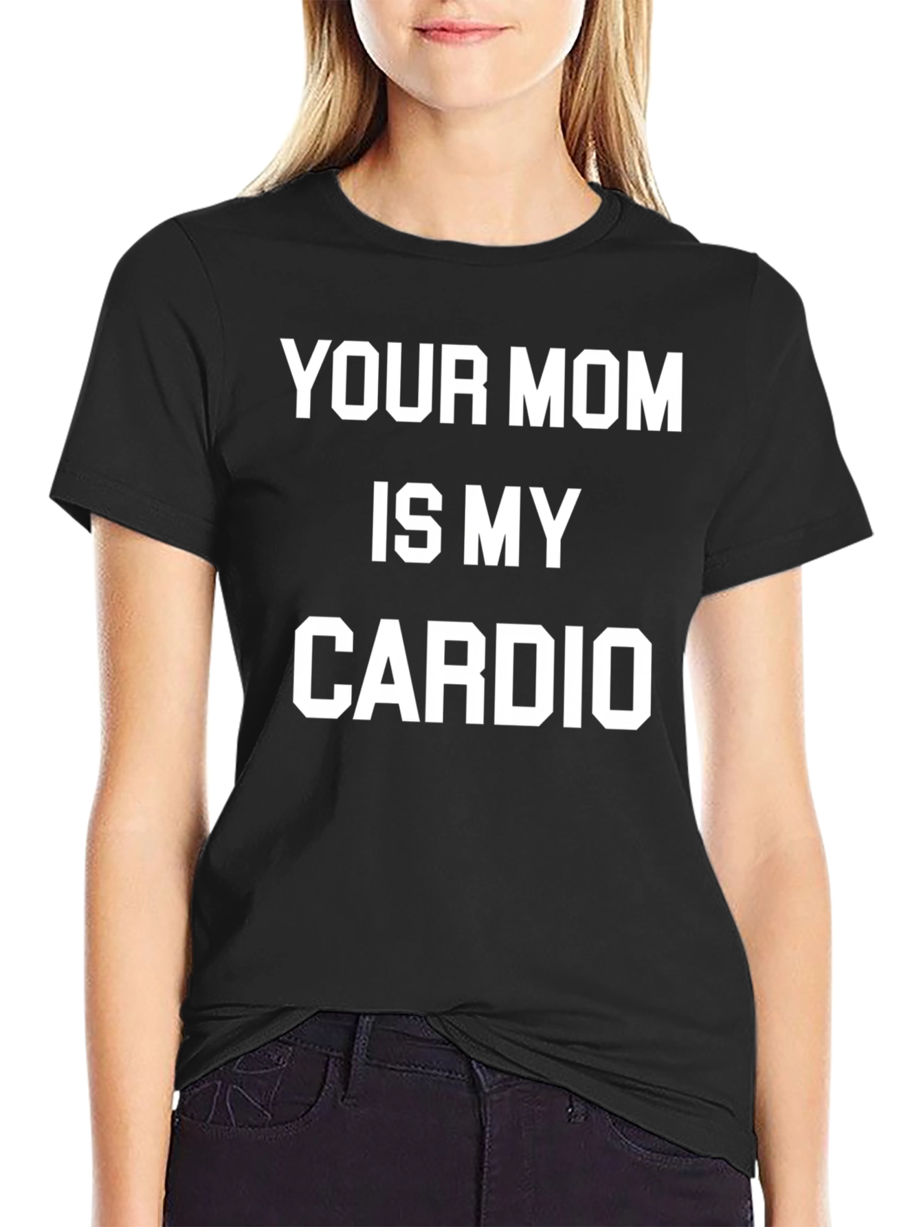 Black Funny "Your Mom is My Cardio" Graphic Tee view 2