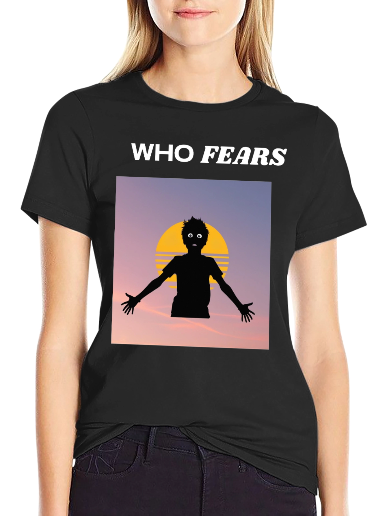 Black Who Fears T-Shirt, Graphic Tee, Cotton Blend view 2