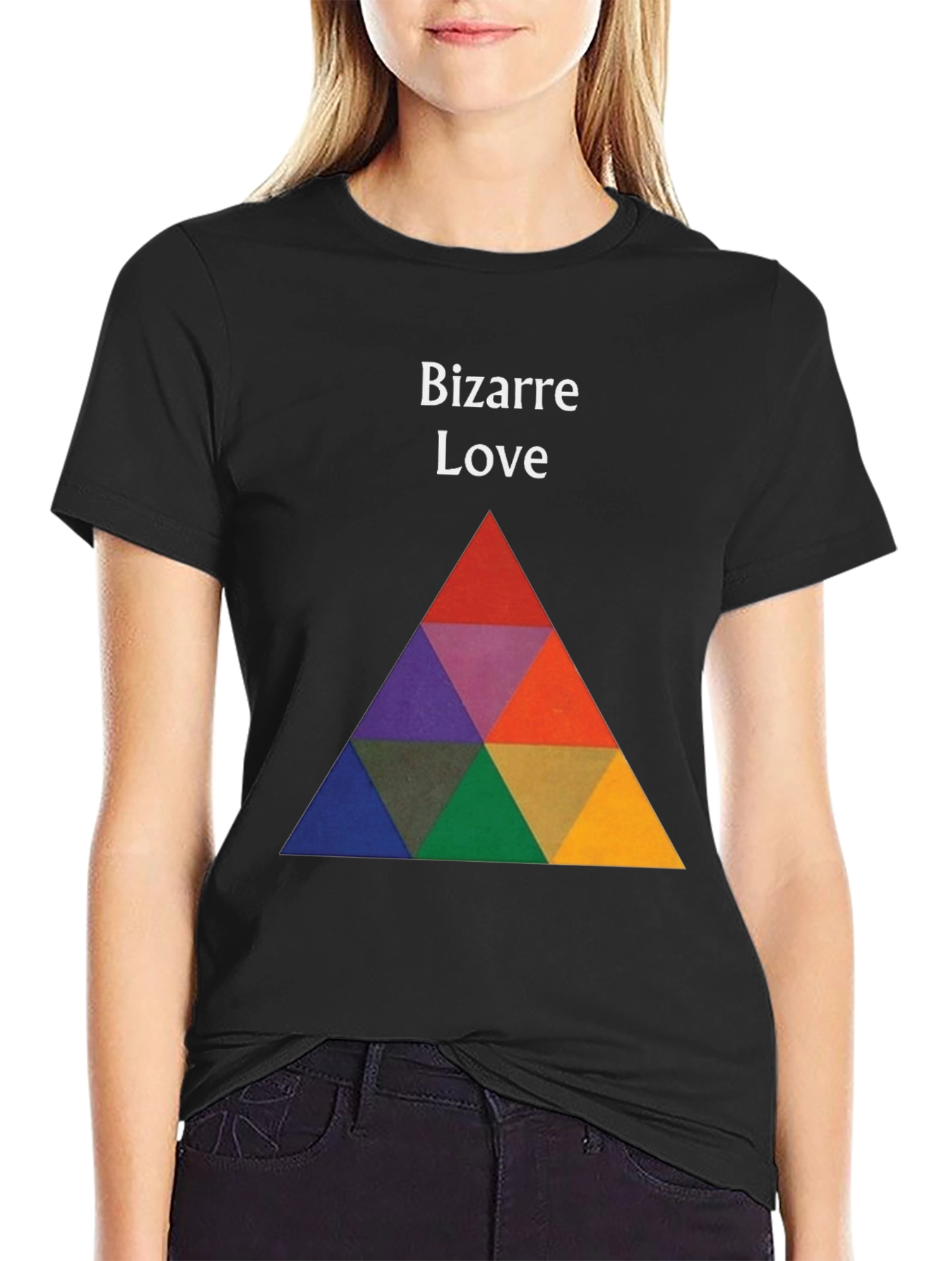 Black Bizarre Love Graphic Tee - Bold Triangle Design view 2