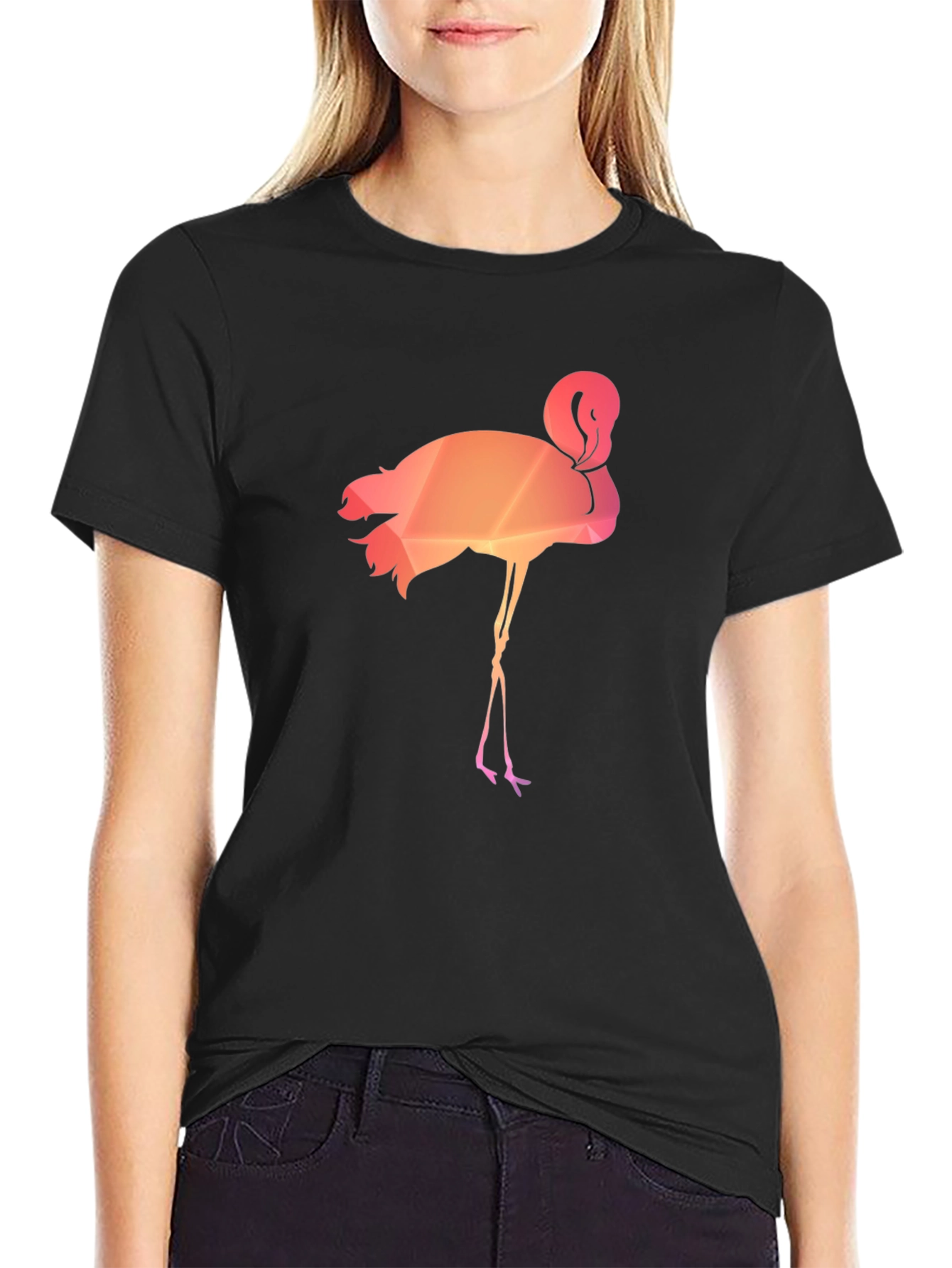 Black Geometric Flamingo Graphic Tee - Stylish Men's T-Shirt view 2