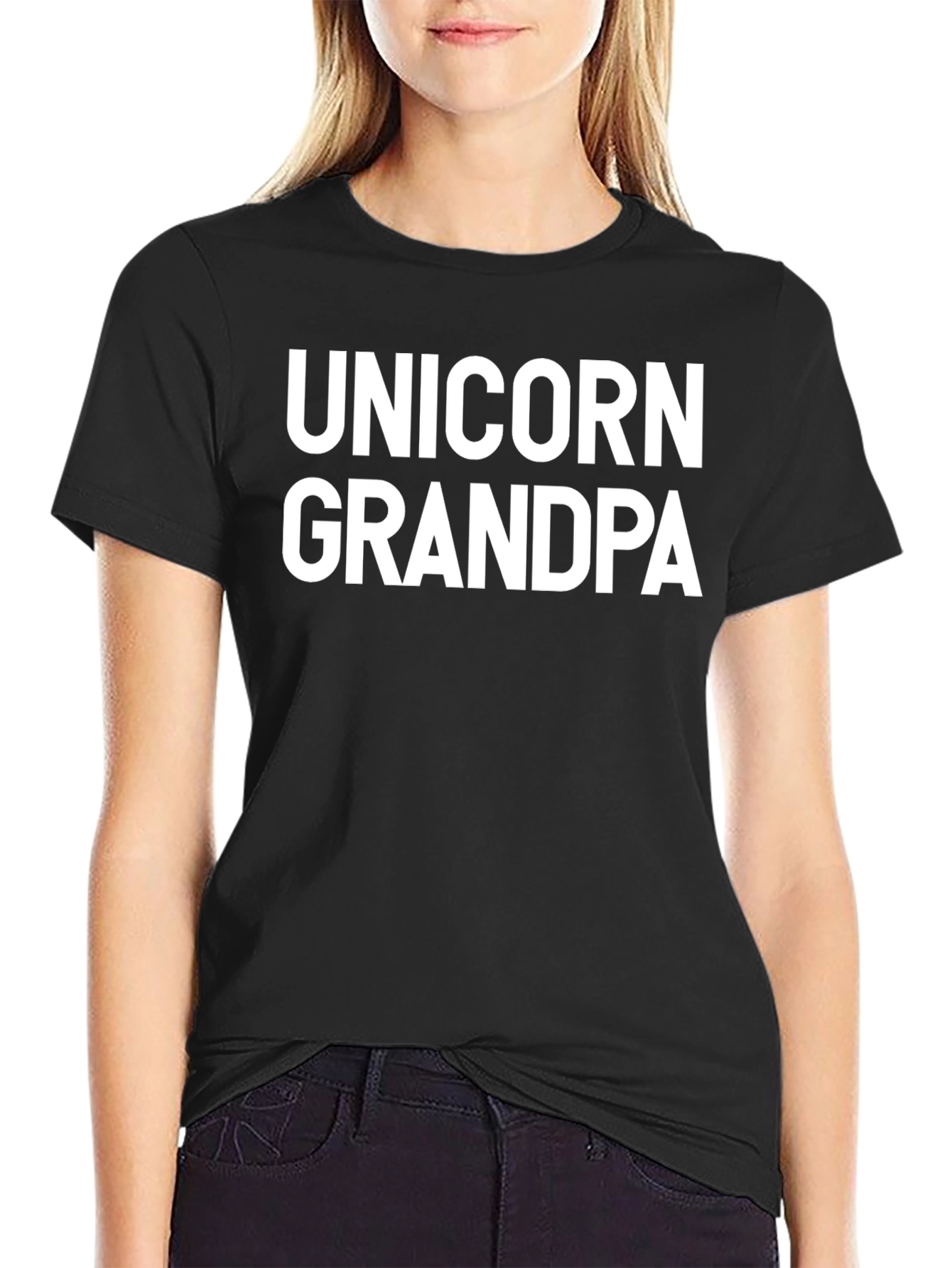 Black Unicorn Grandpa Graphic T-Shirt view 2