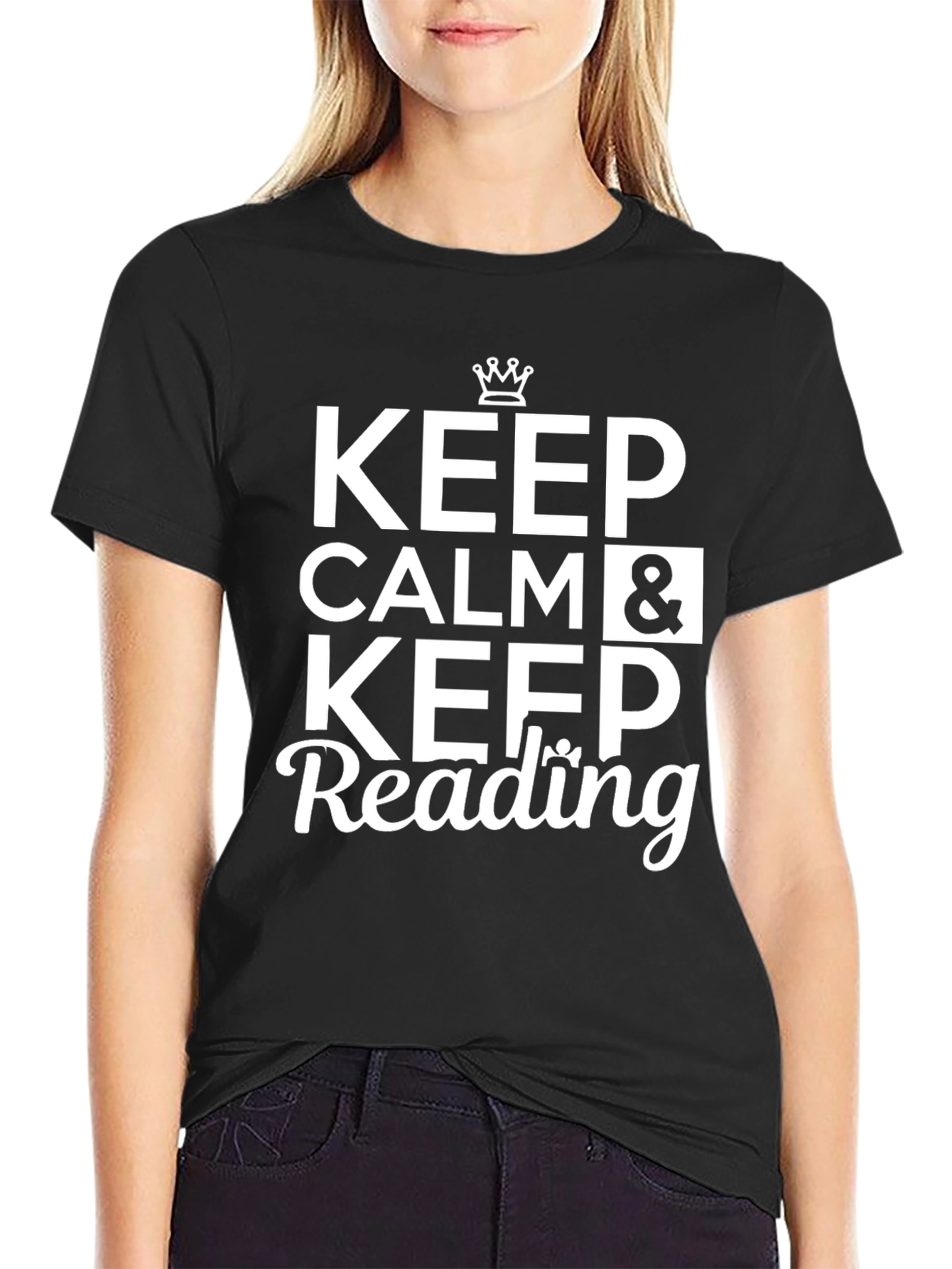 Black Keep Calm and Keep Reading T-Shirt view 2