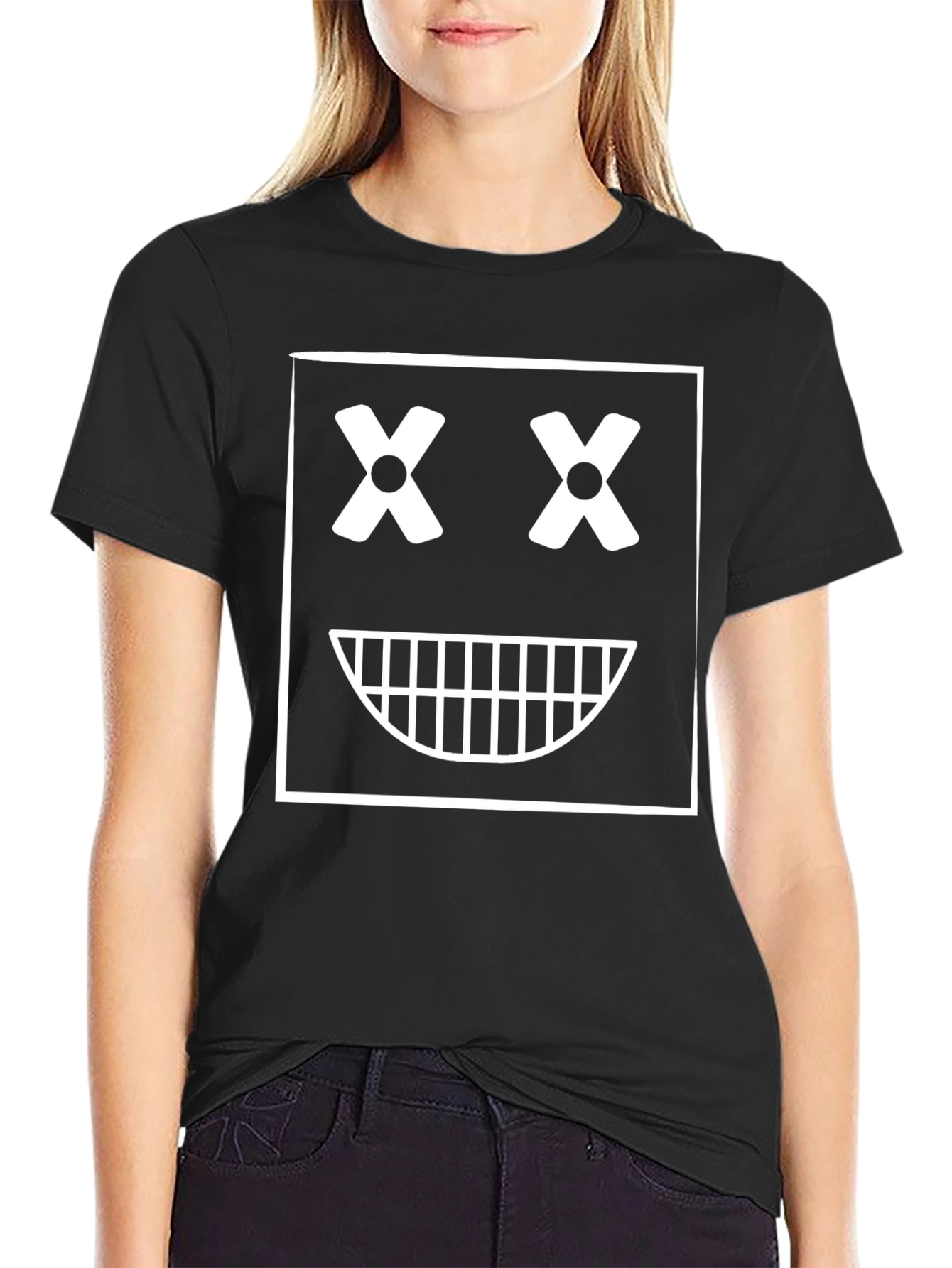 Black Smiley Face T-Shirt view 2