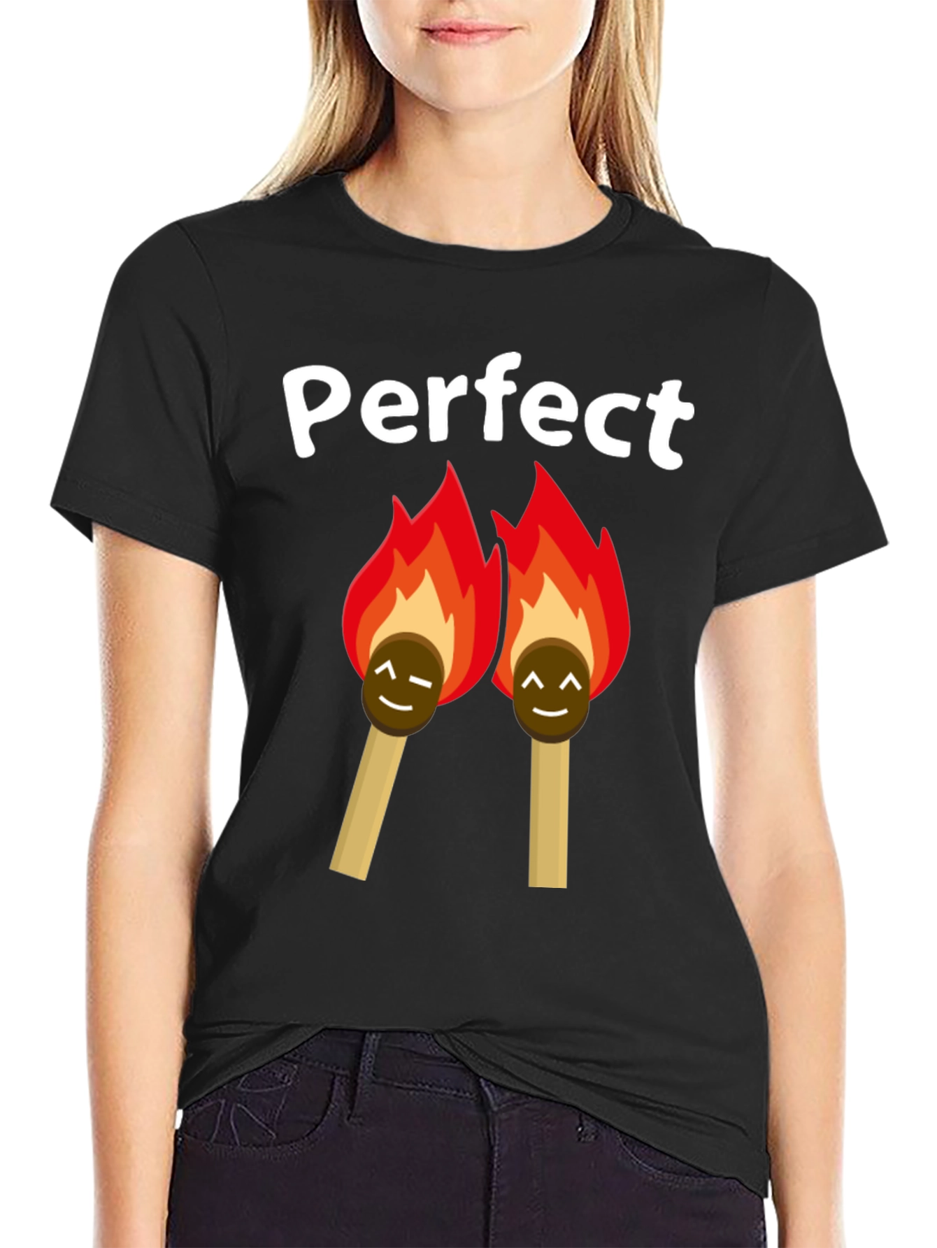 Black Perfect Match T-Shirt - Novelty Graphic Tee view 2