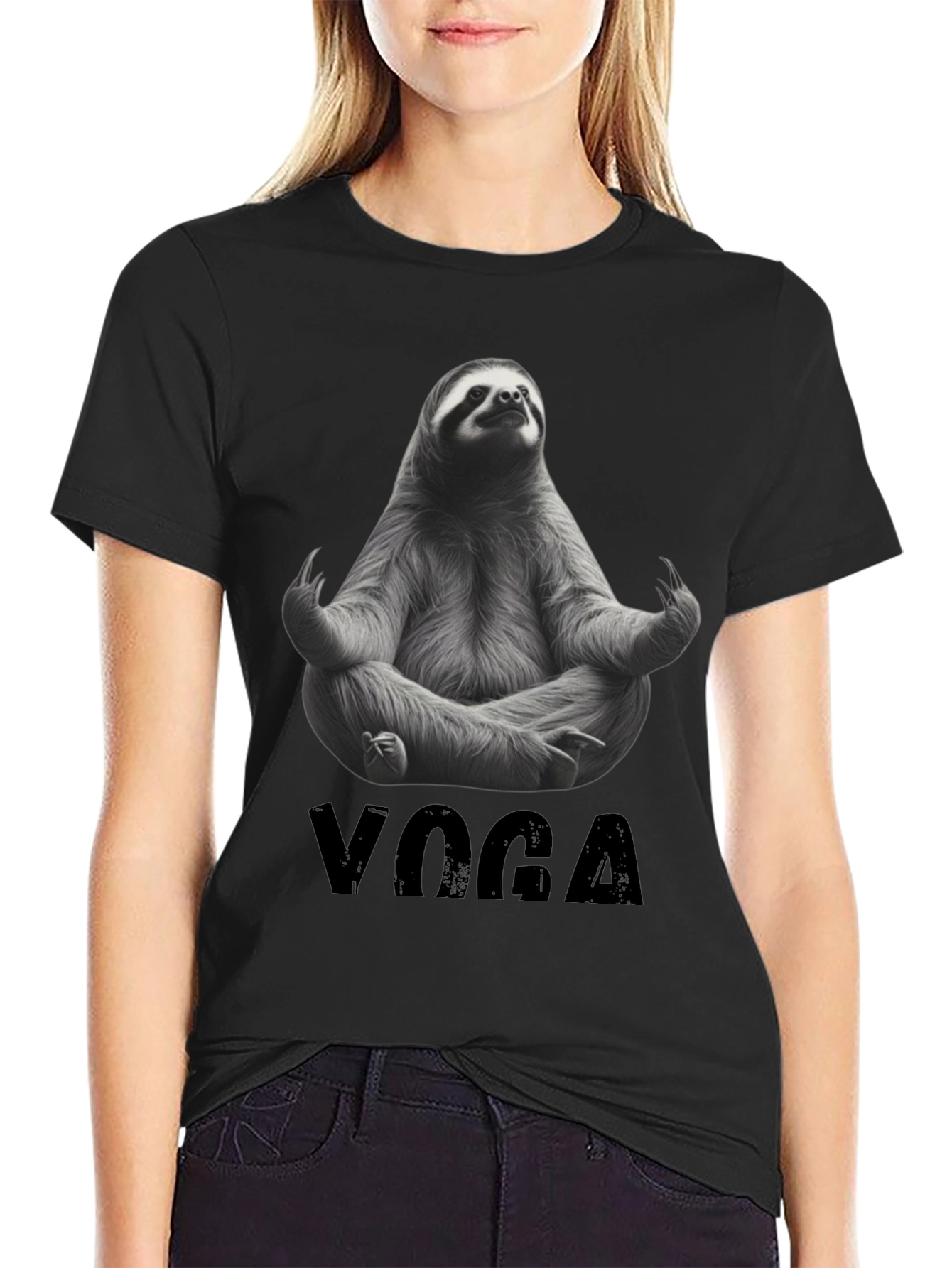 Black Sloth Yoga Graphic Tee - Relax & Unwind view 2