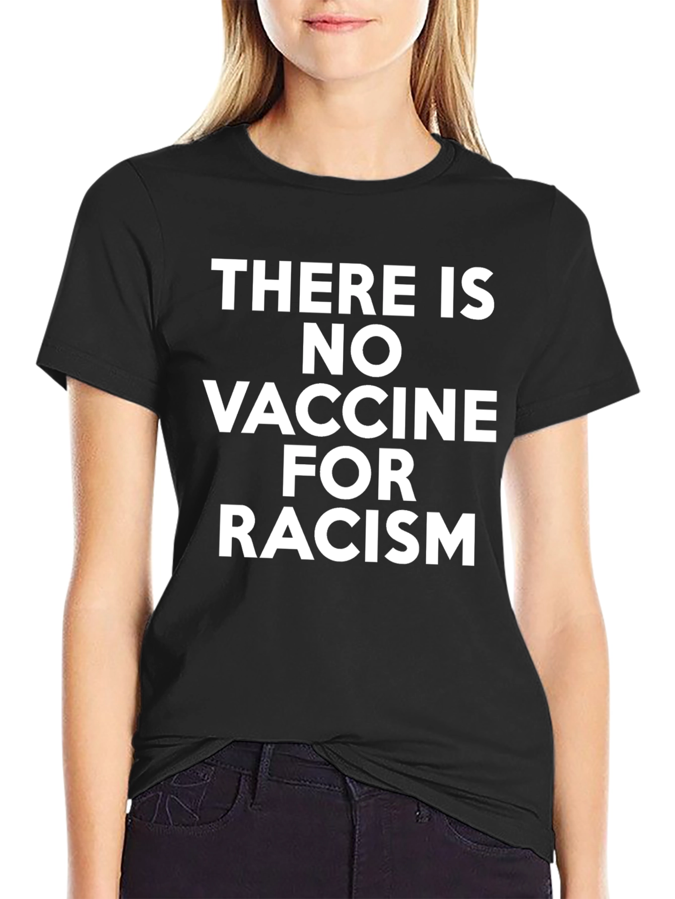 Black No Vaccine for Racism Graphic T-Shirt view 2