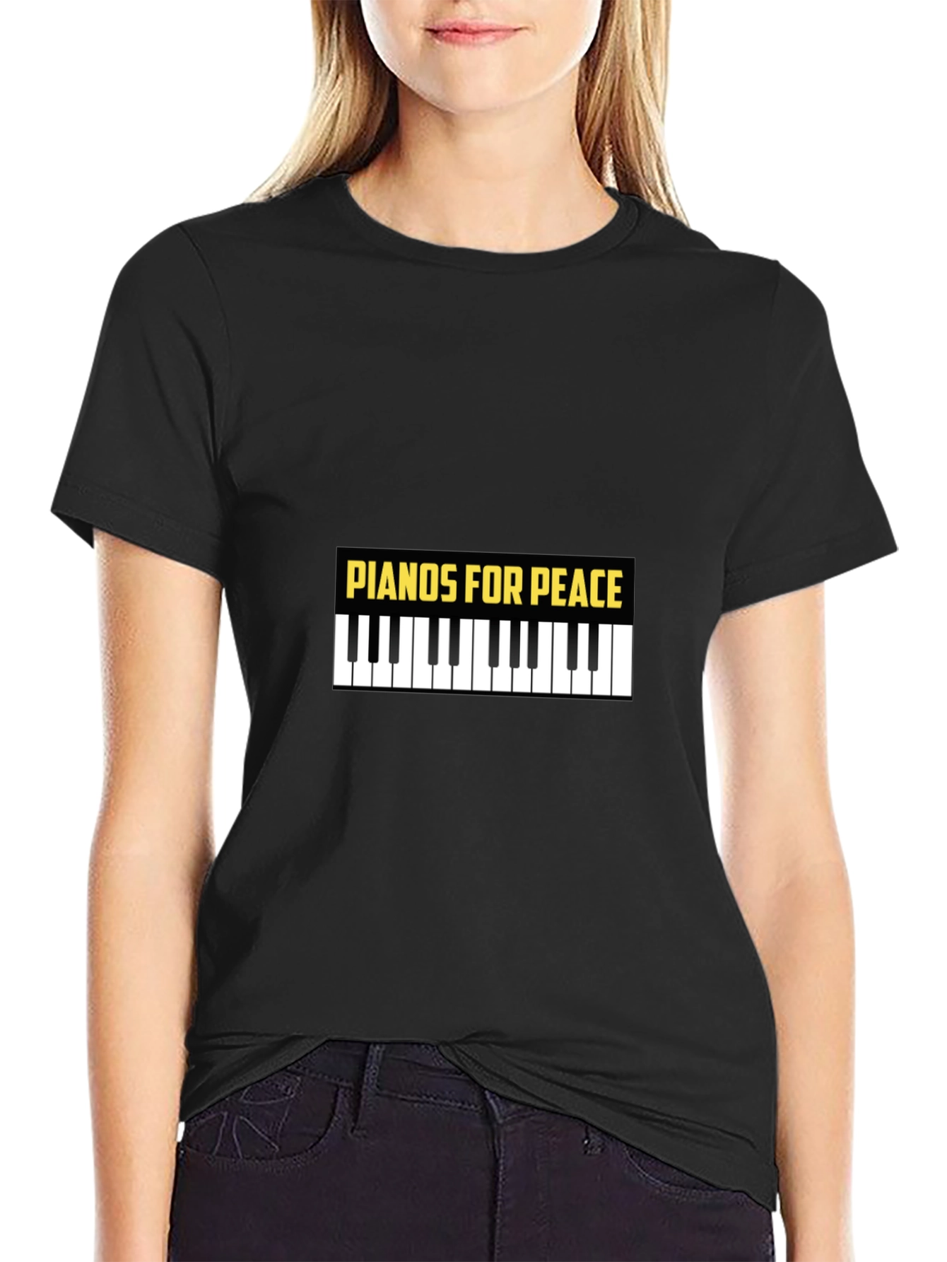 Black Pianos for Peace Graphic Tee - Black view 2