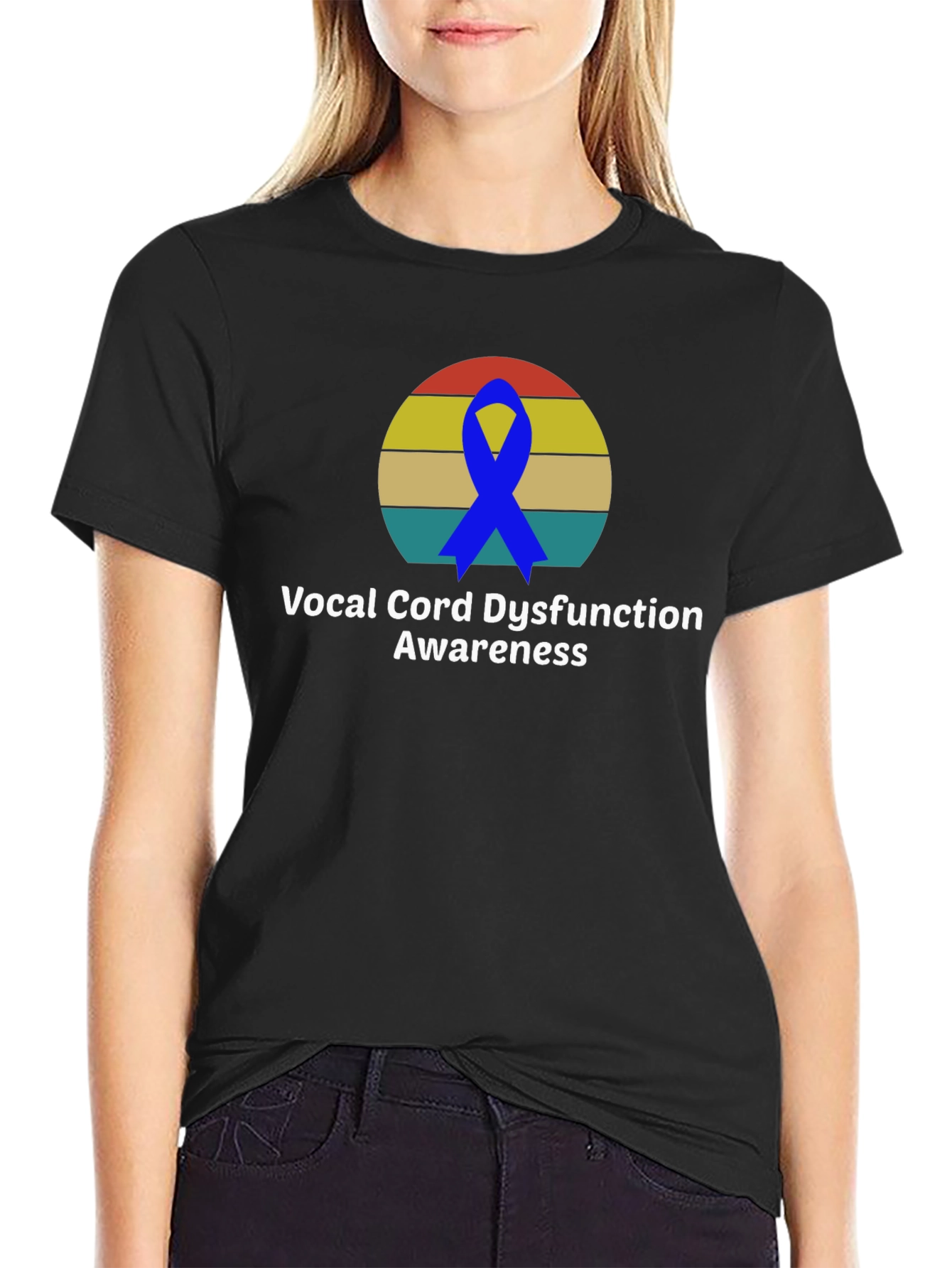 Black Vocal Cord Dysfunction Awareness T-Shirt view 2
