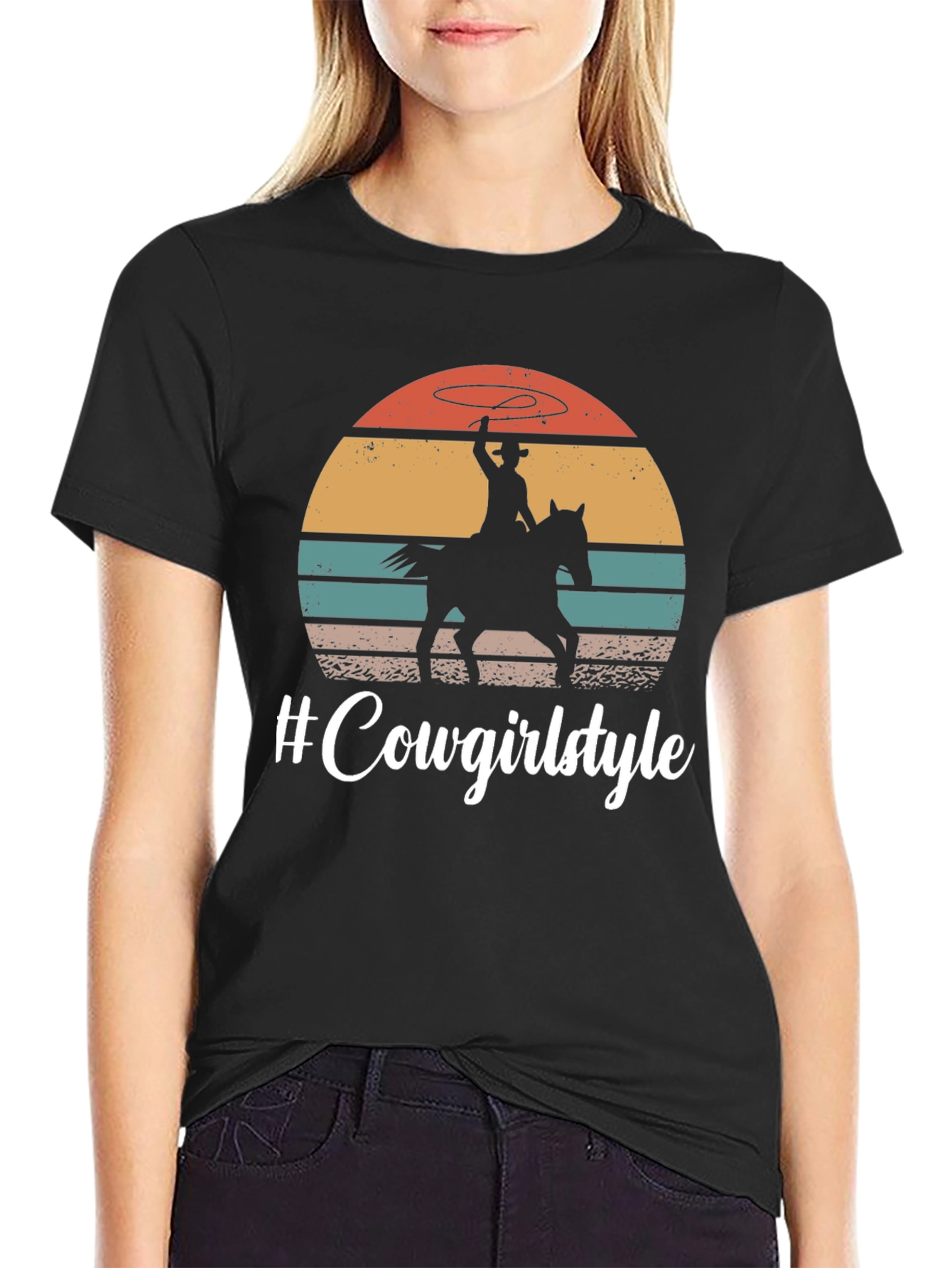 Black Cowgirl Style Graphic T-Shirt view 2