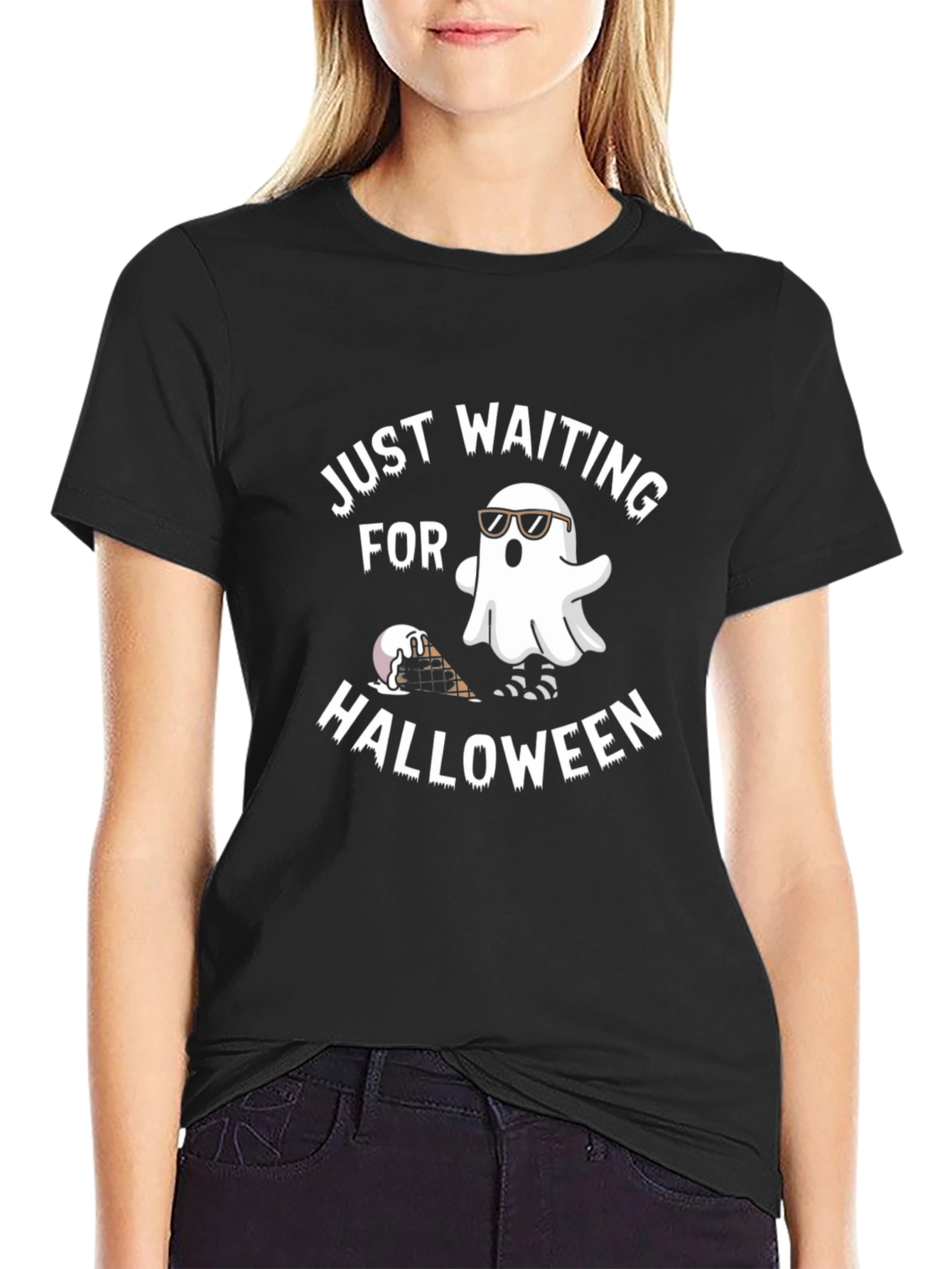 Black Halloween Ghost T-Shirt view 2