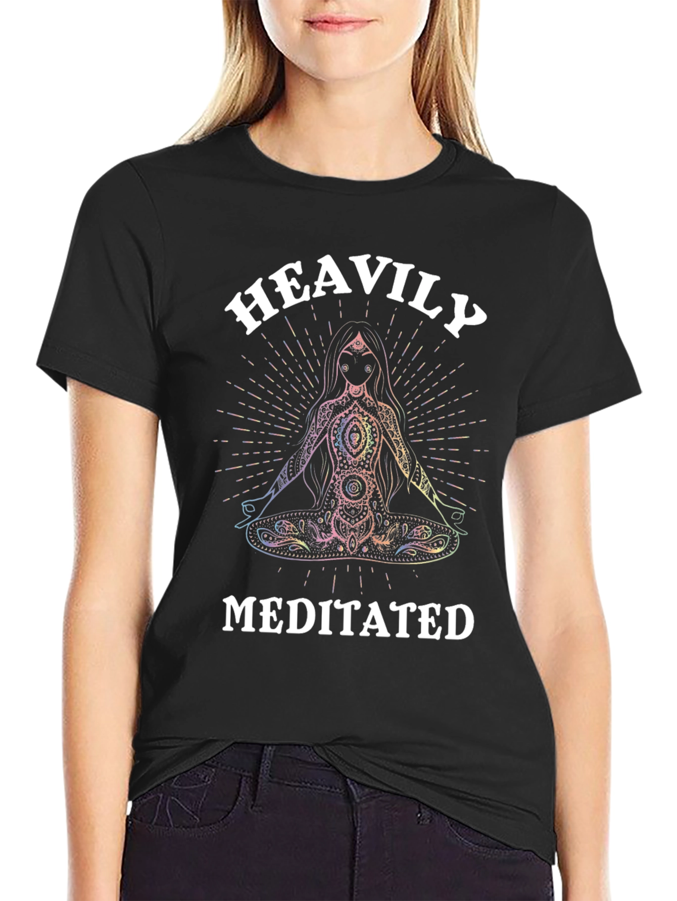 Black Heavily Meditated T-Shirt - Relaxed Fit Cotton Tee view 2