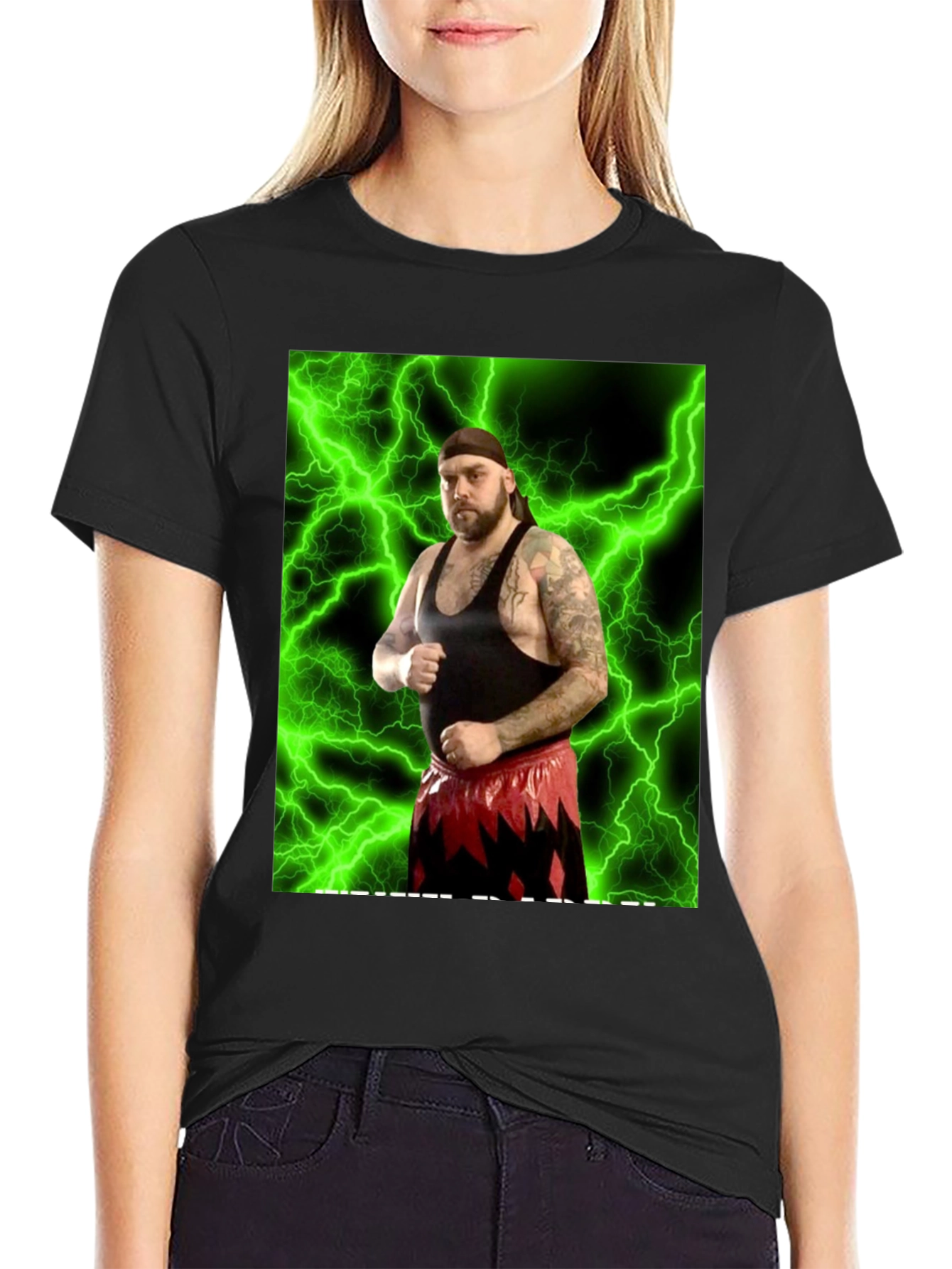 Black Wrestler Graphic Black T-Shirt view 2