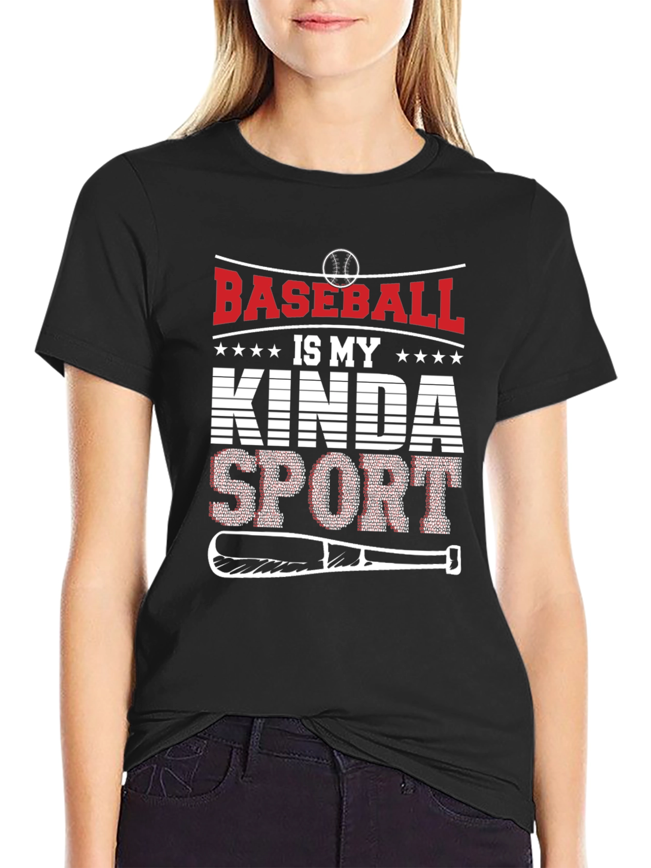 Black Baseball Is My Kinda Sport Graphic T-Shirt view 2