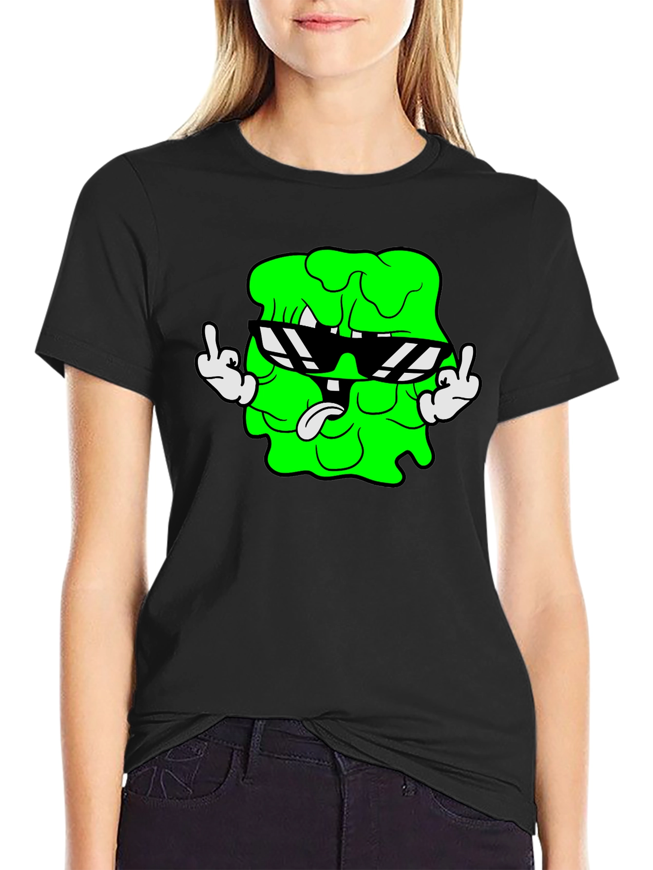 Black Cool Slime Cartoon Graphic Tee - Black view 2