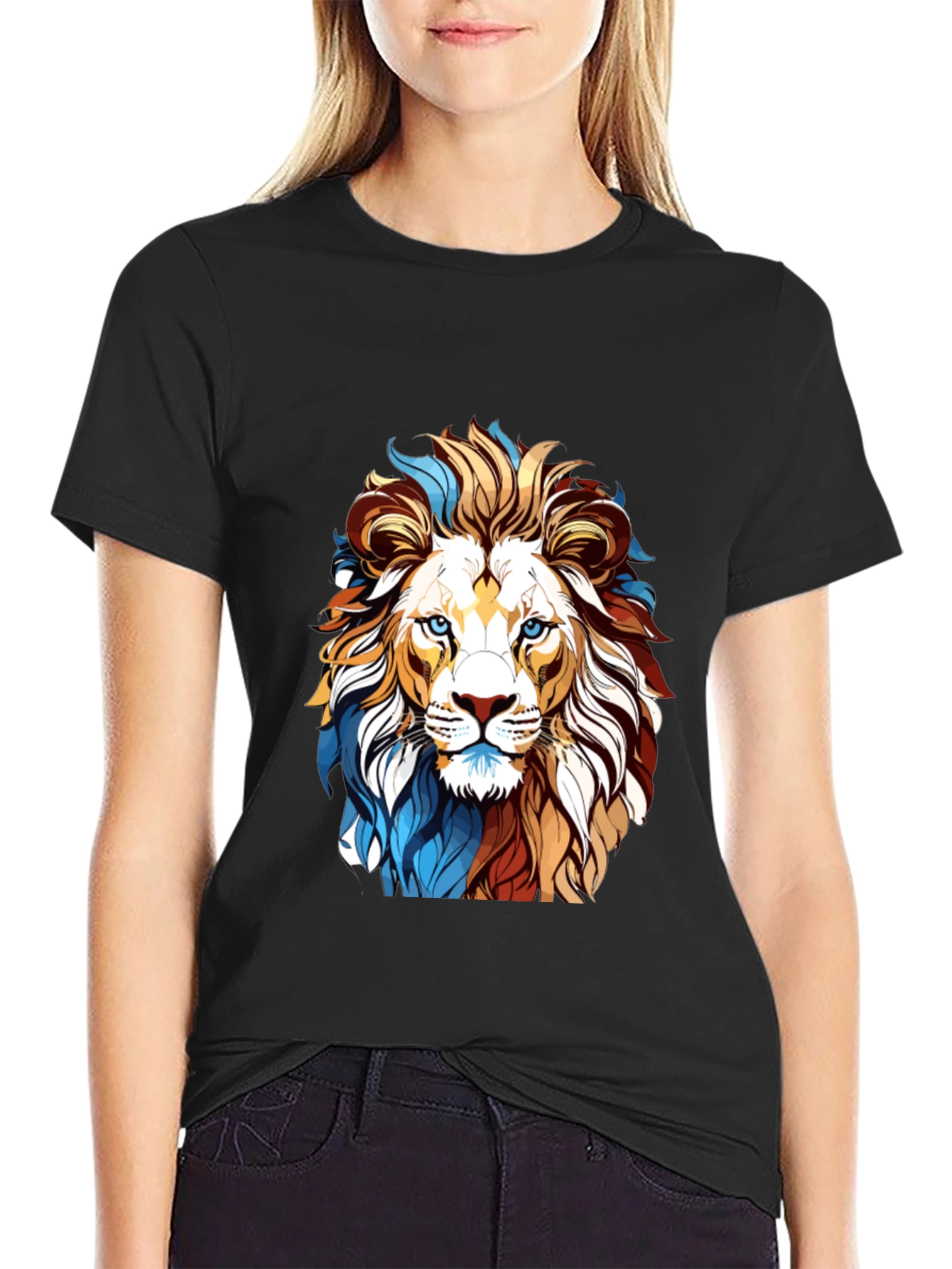 Black Lion Graphic Print Black T-Shirt view 2