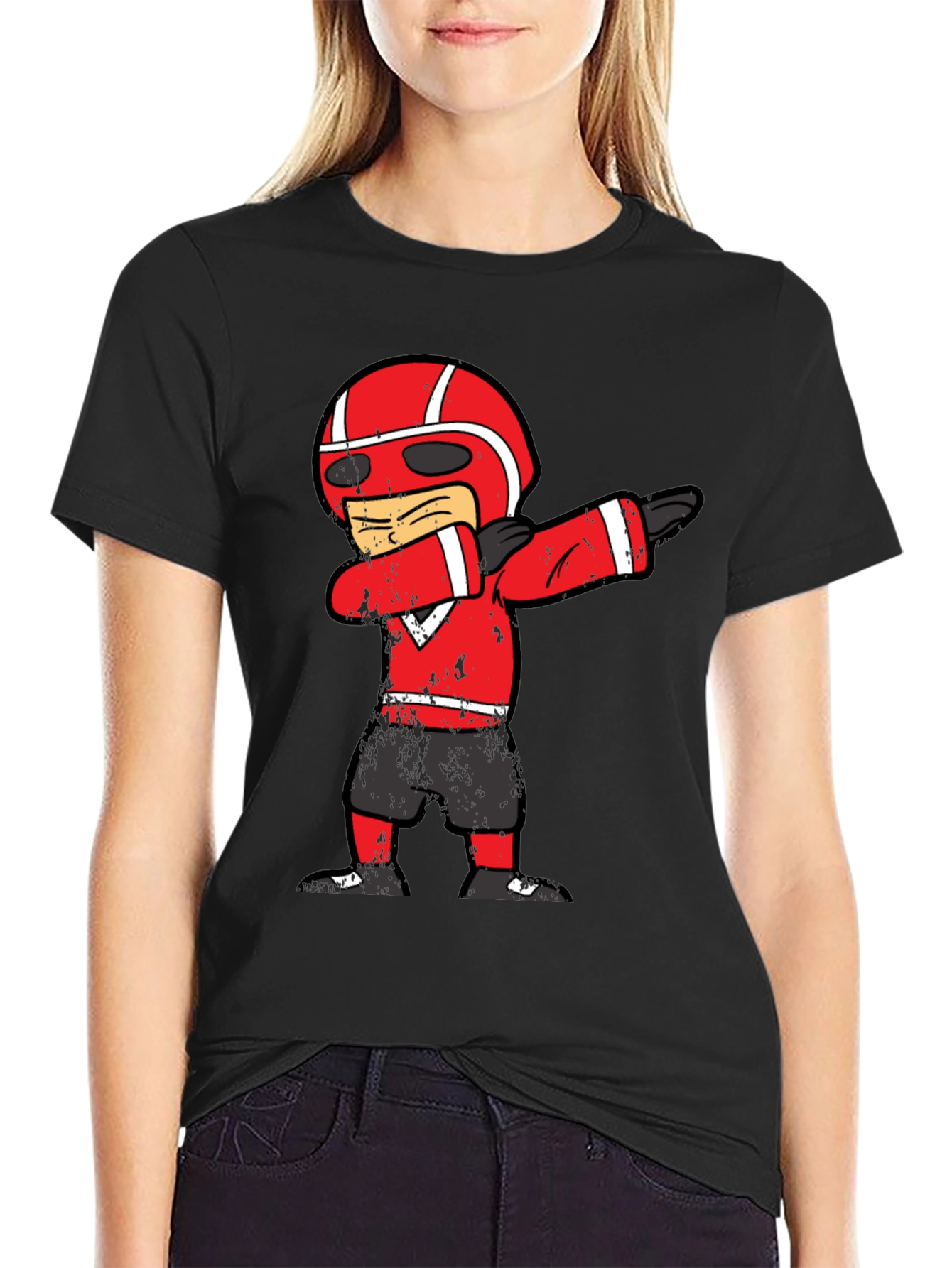 Black Dabbing Football Player T-Shirt view 2