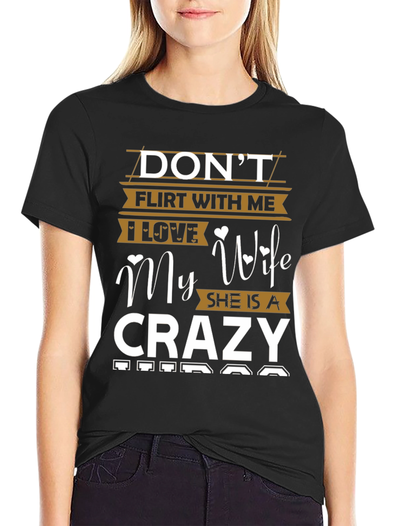 Black Don't Flirt With Me Crazy Wife T-Shirt view 2