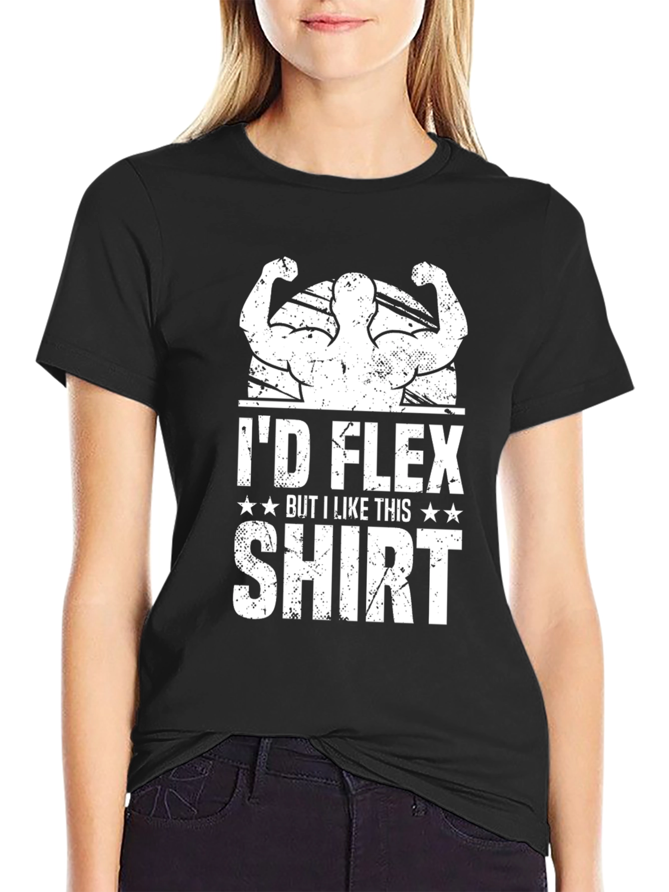 Black I'd Flex But I Like This Shirt Graphic Tee view 2