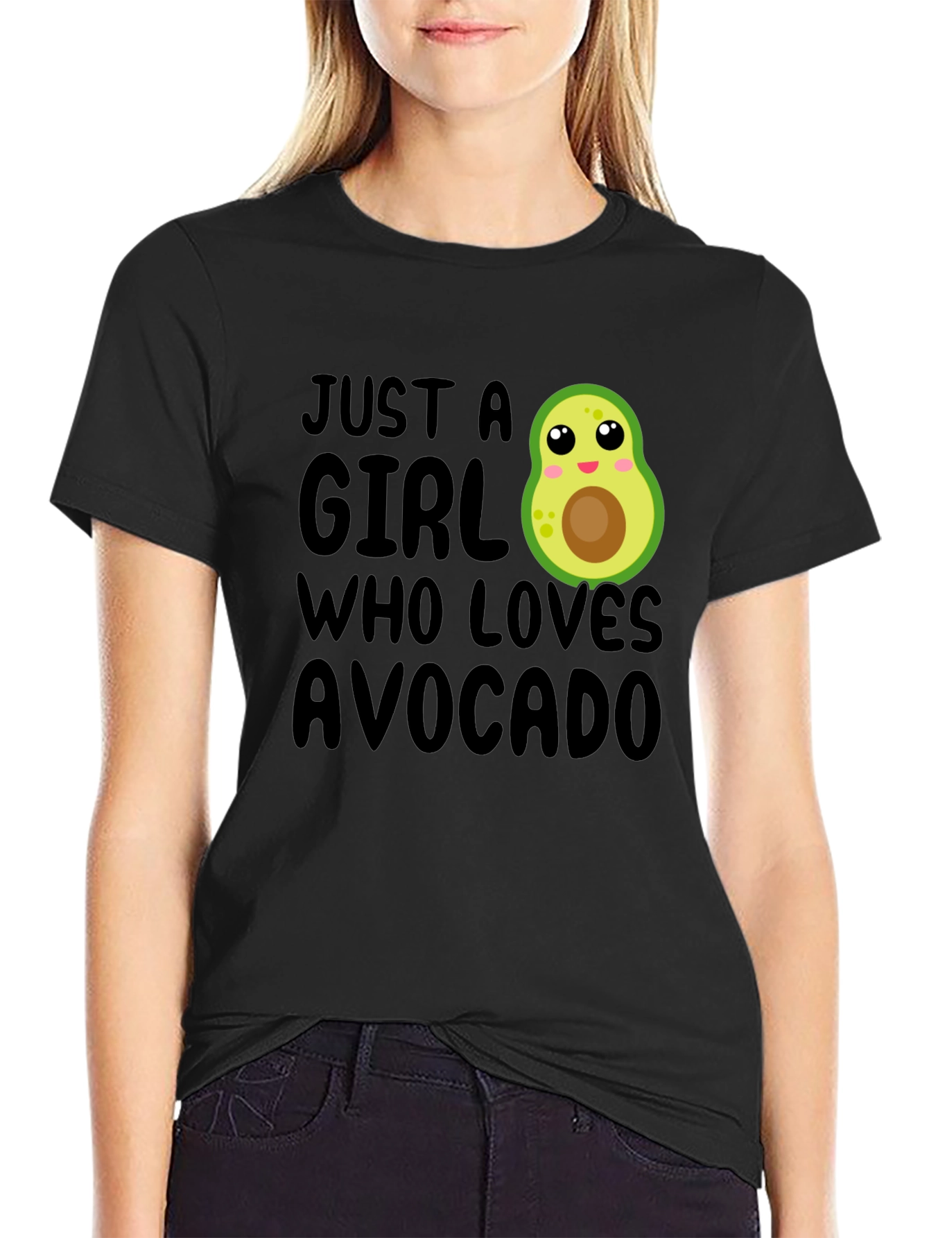 Black Just A Girl Who Loves Avocado T-Shirt view 2