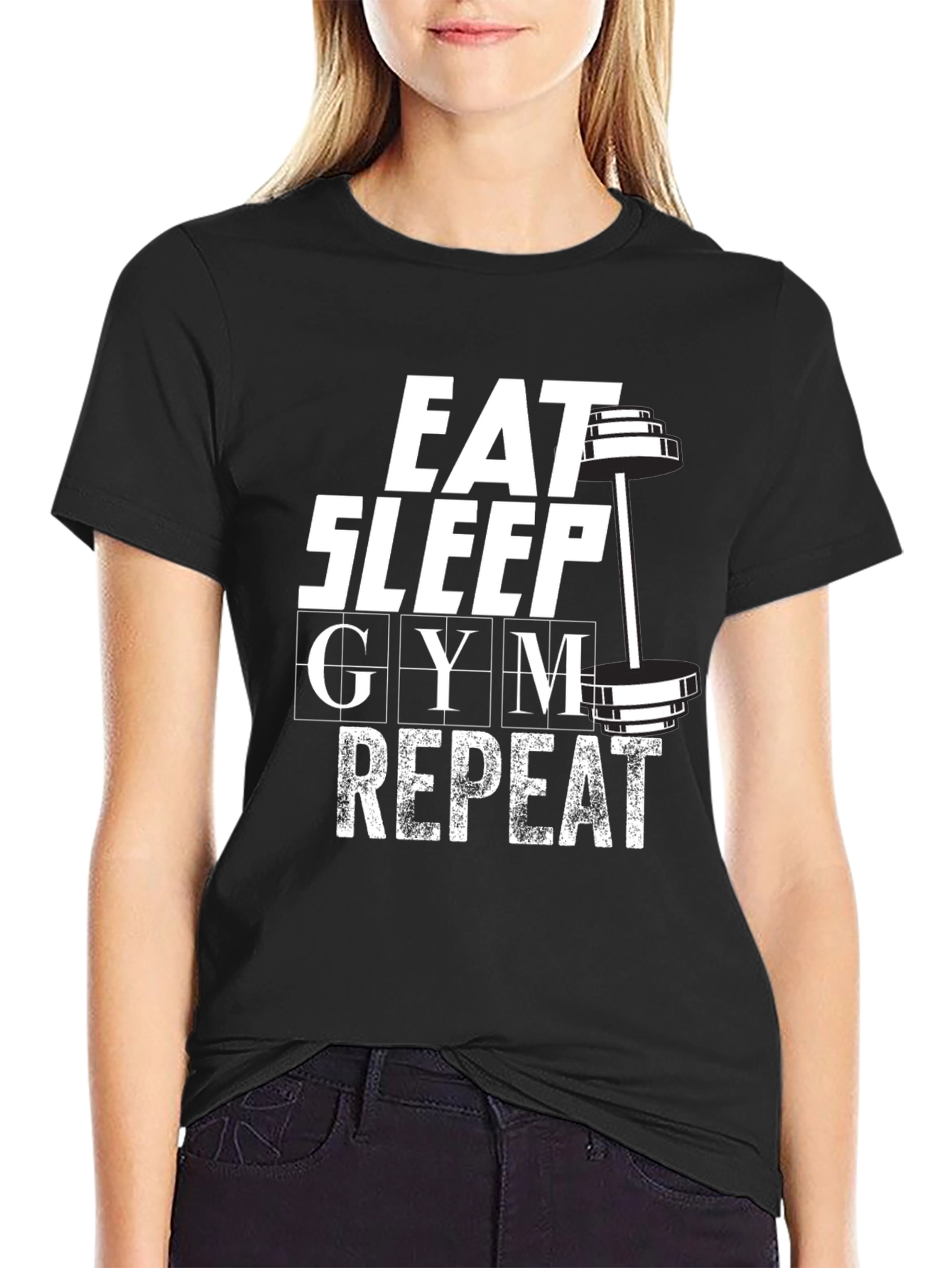 Black Eat Sleep Gym Repeat Graphic T-Shirt - Black view 2