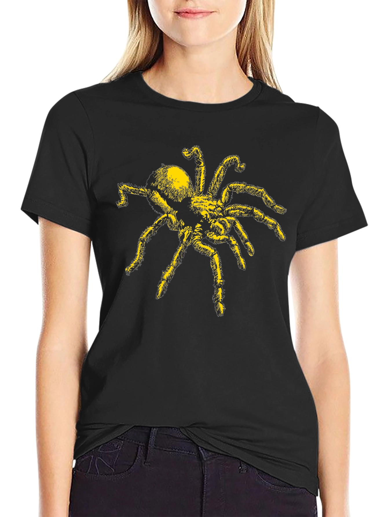 Black Spider Graphic T-Shirt - Black Cotton Tee view 2