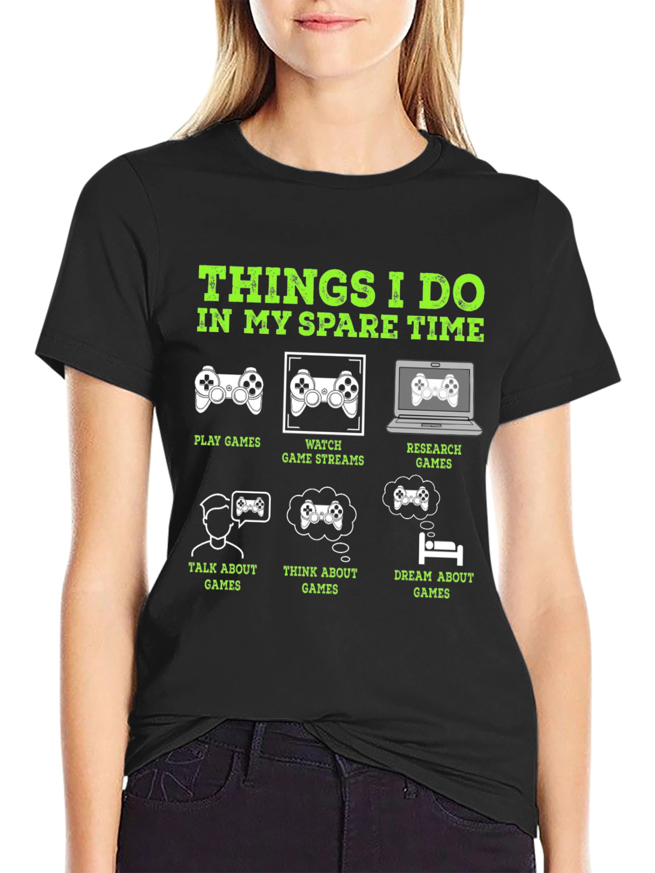 Black Gamer T-Shirt: Things I Do In My Spare Time view 2