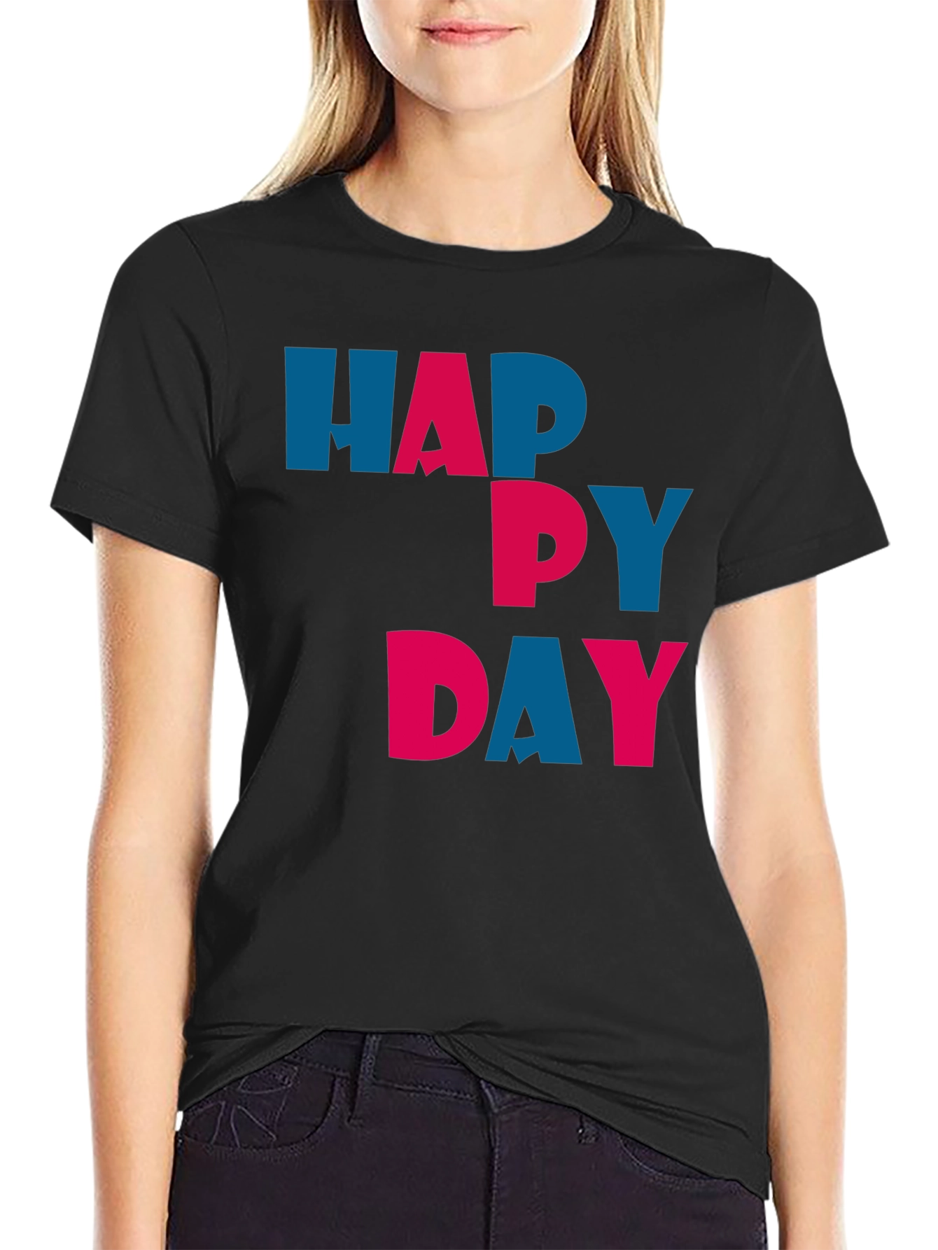 Black Happy Day Graphic Tee - Unisex Soft Cotton T-Shirt view 2