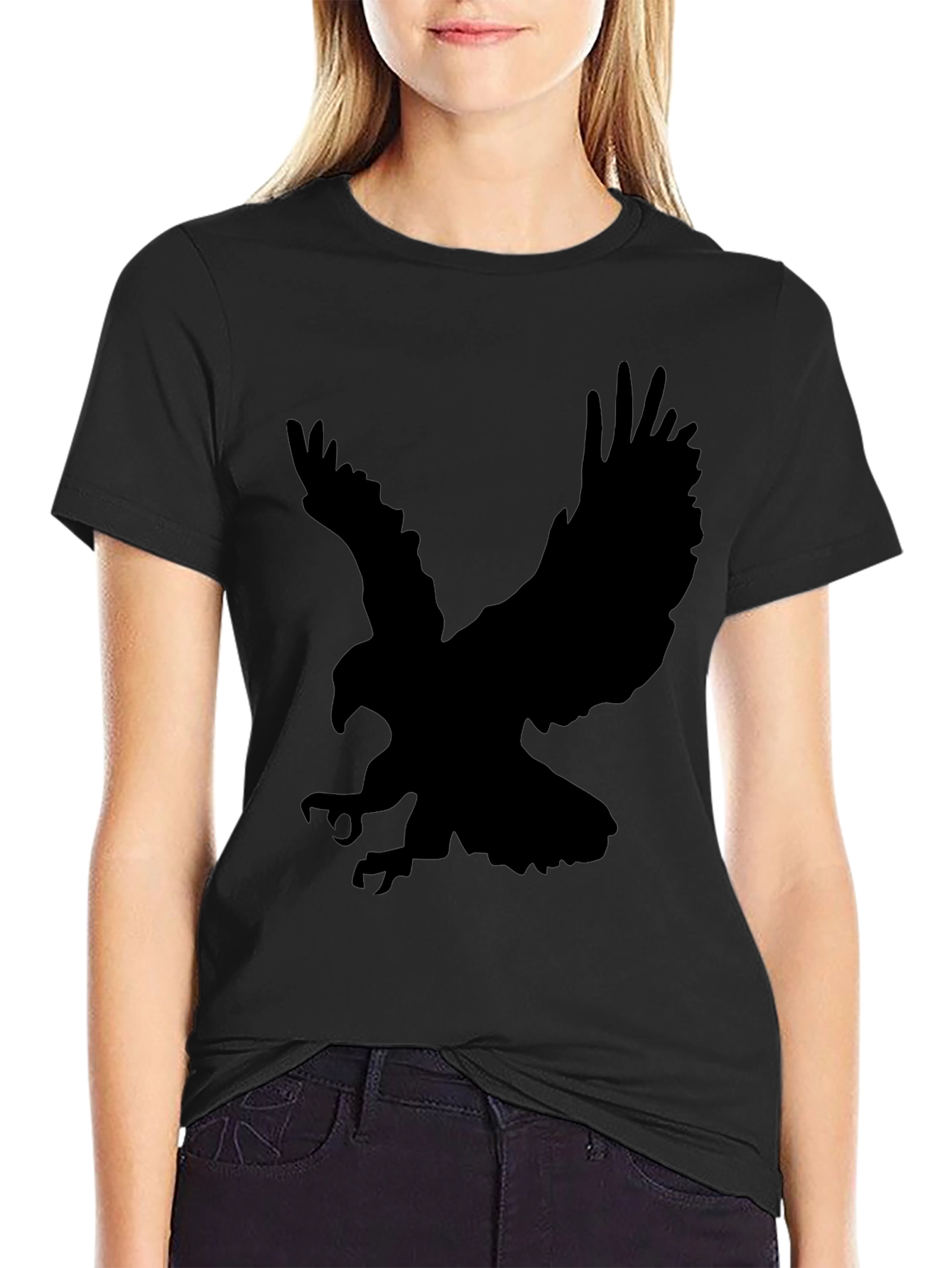 Black Black Eagle Silhouette Graphic T-Shirt view 2