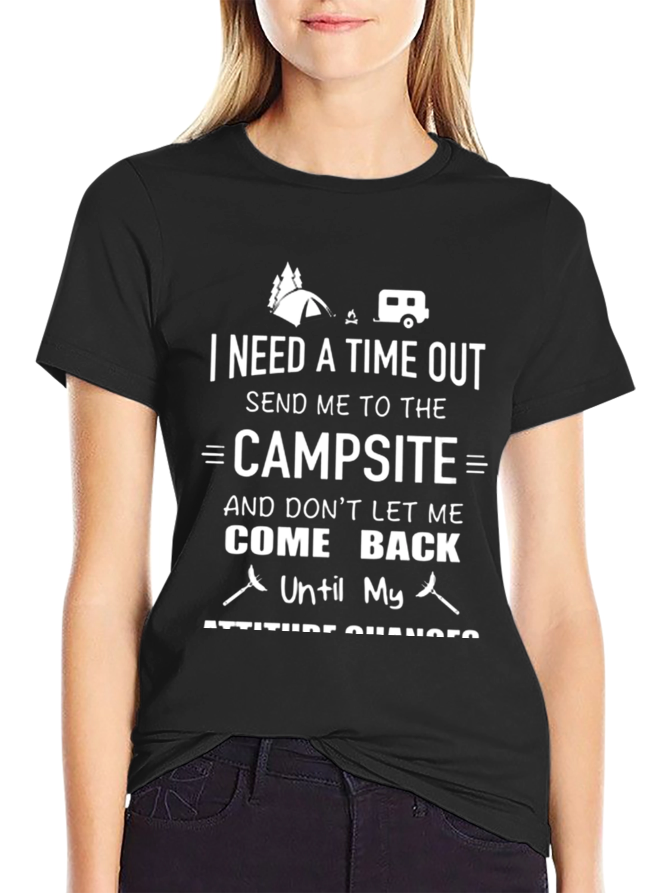Black Camping Time Out T-Shirt - Campsite Lover Tee view 2