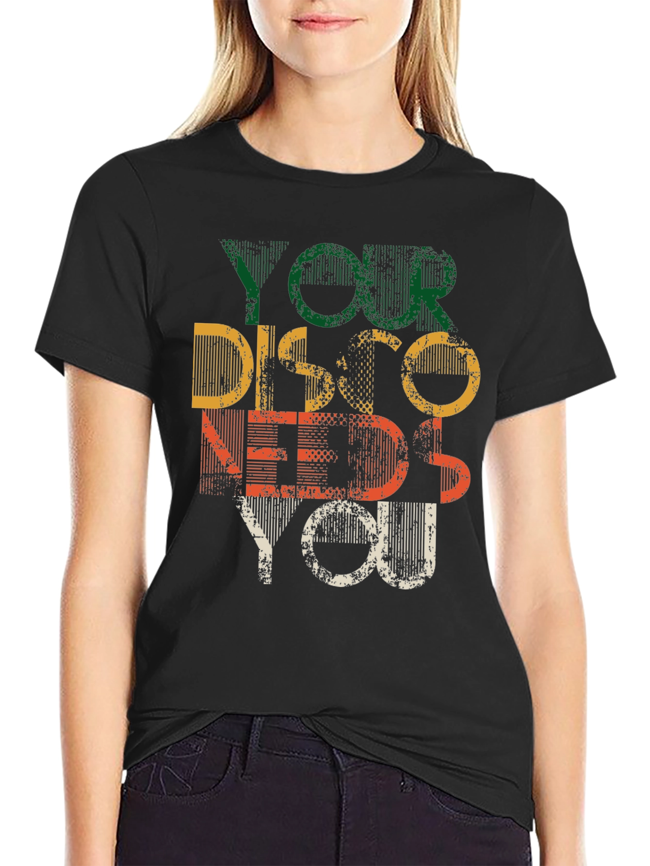 Black Retro Disco Needs You Graphic T-Shirt view 2