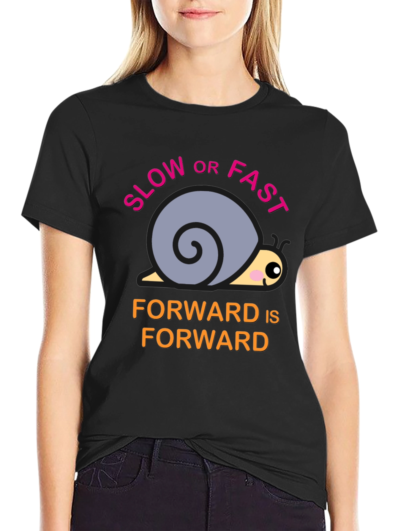 Black Snail T-Shirt: Slow or Fast, Forward is Forward view 2