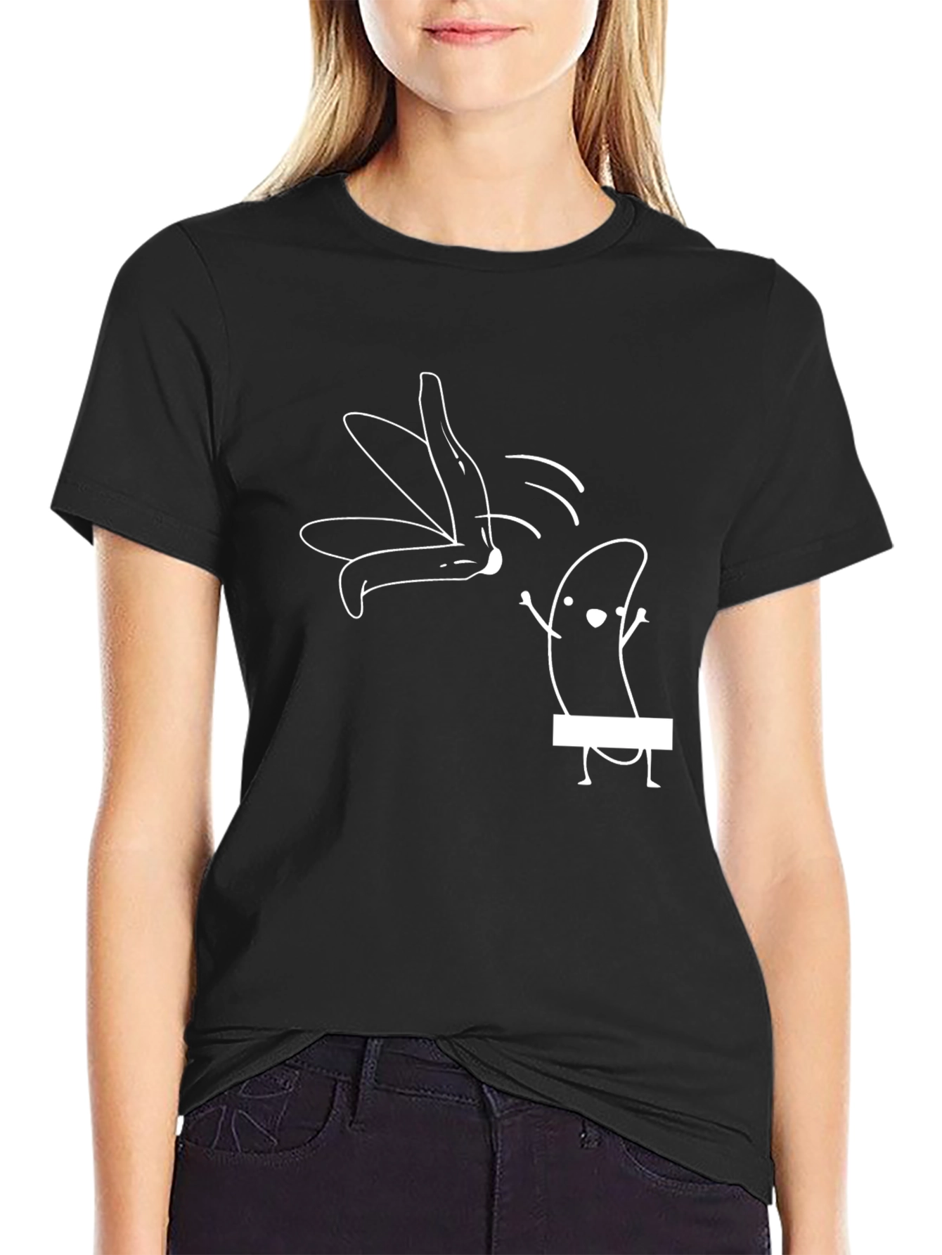 Black Funny Graphic Tee - Banana Stripper T-Shirt view 2