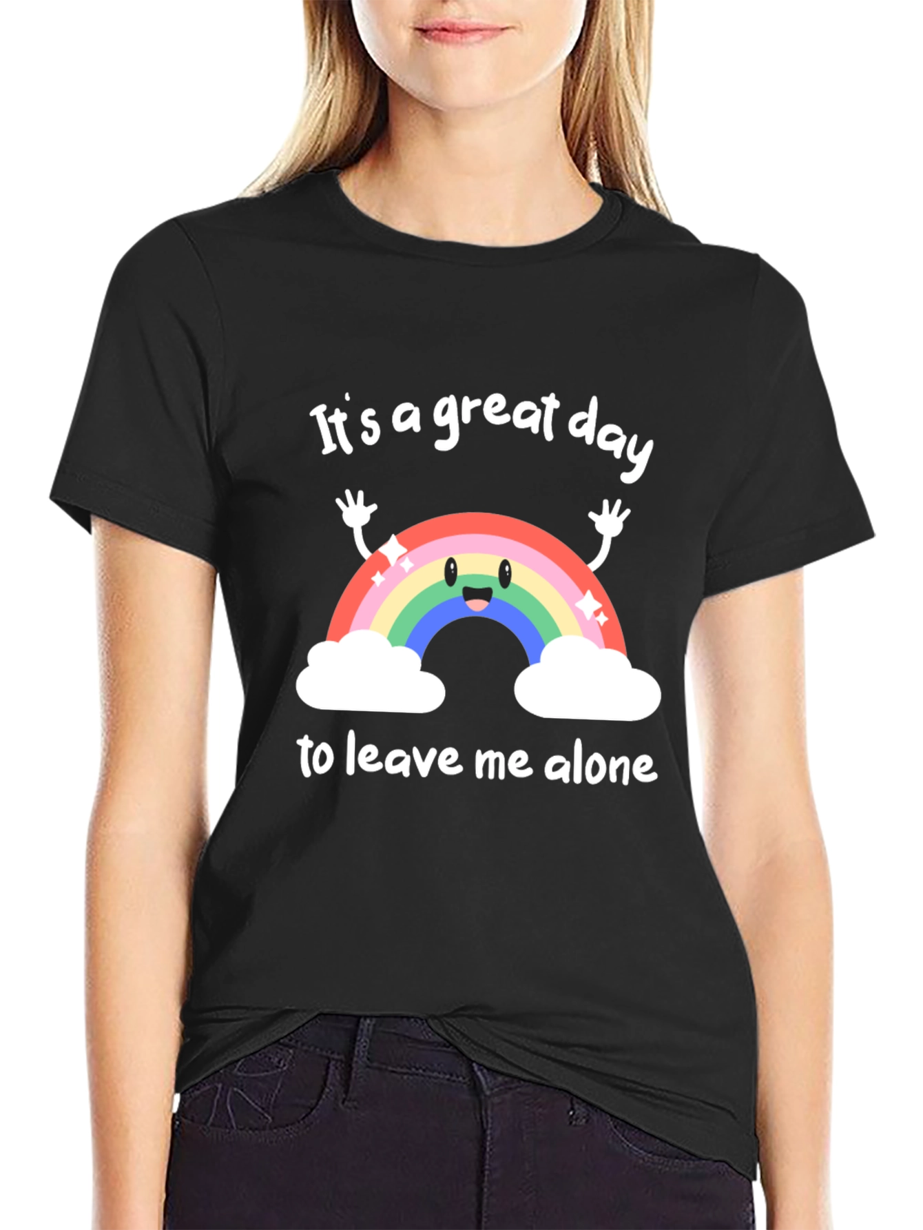 Black Great Day Leave Me Alone Graphic T-Shirt view 2