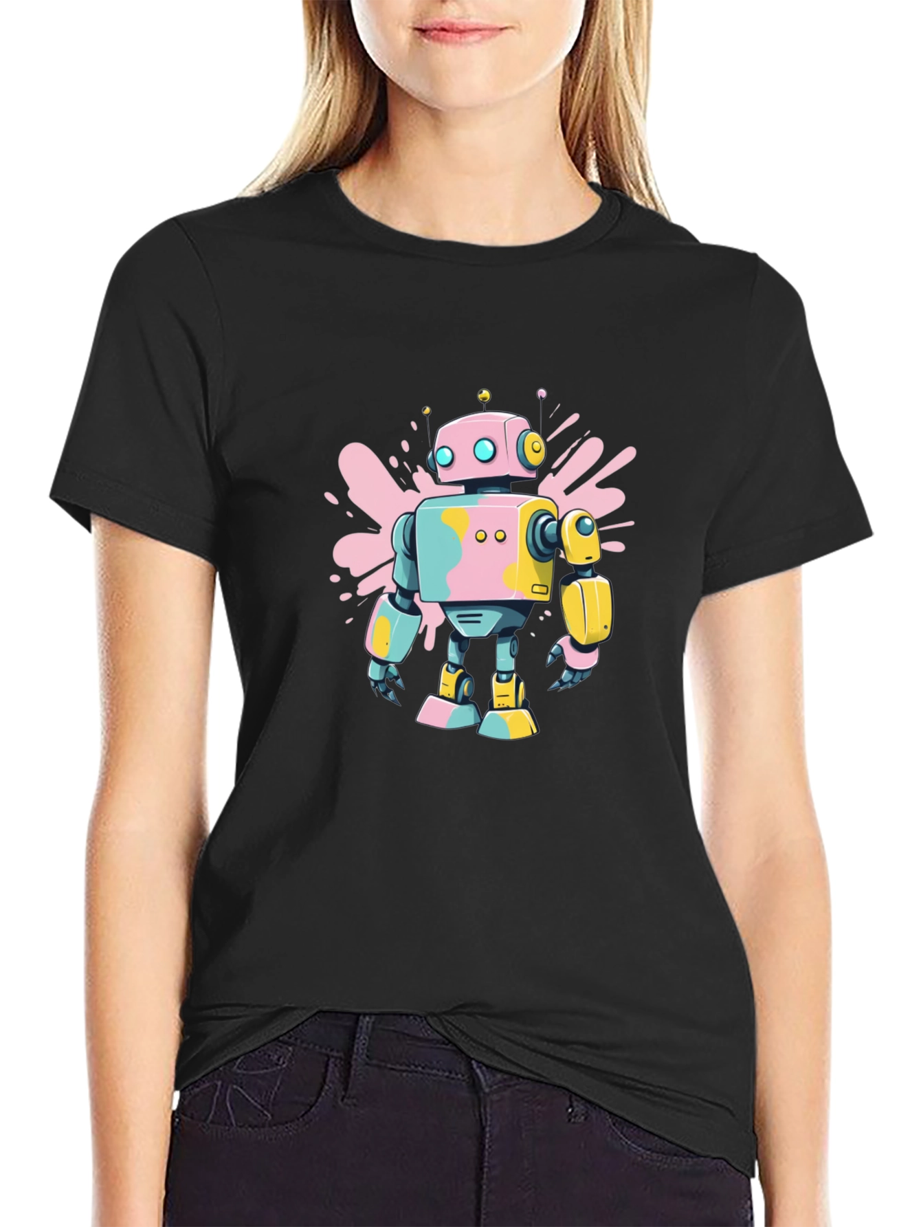 Black Retro Robot T-Shirt - Funky Design view 2