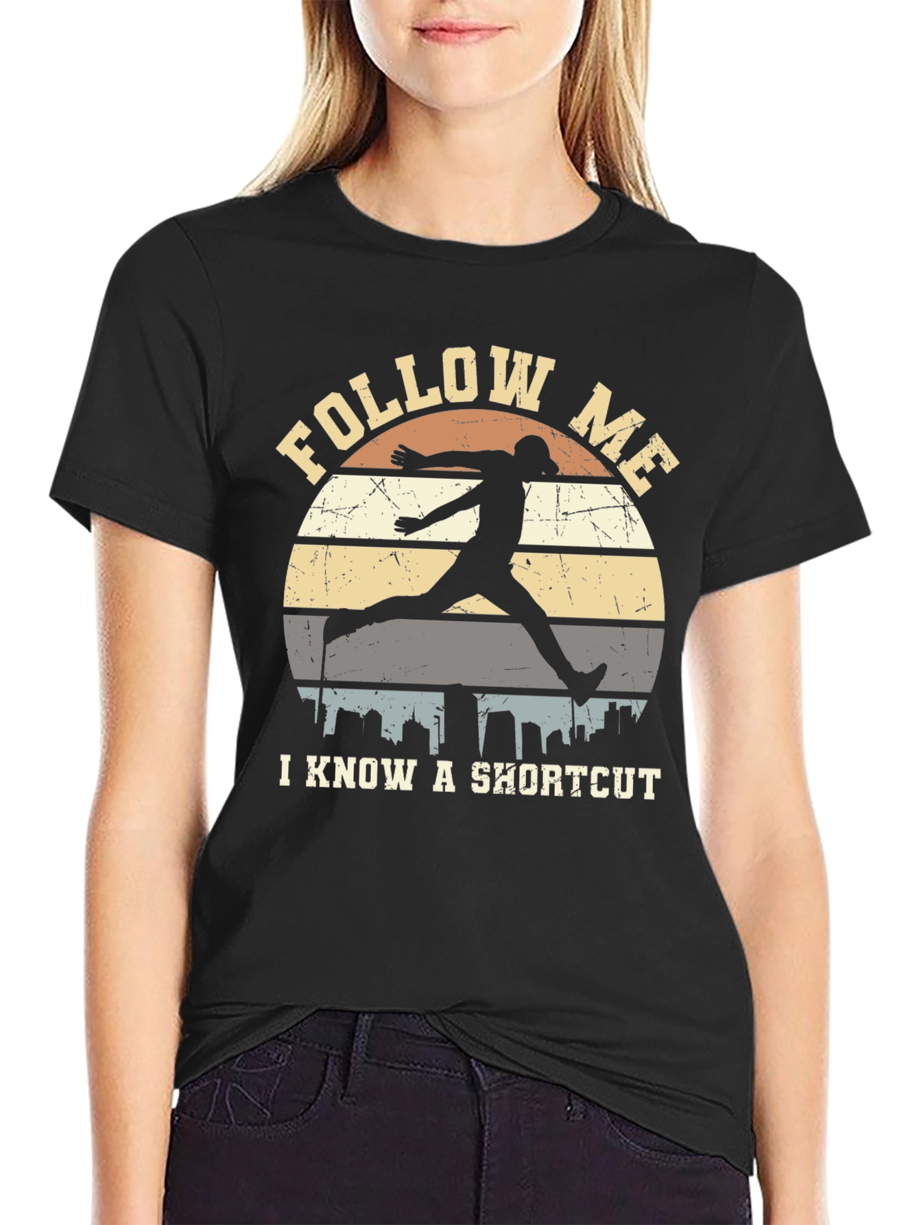 Black Follow Me Shortcut Graphic Tee view 2
